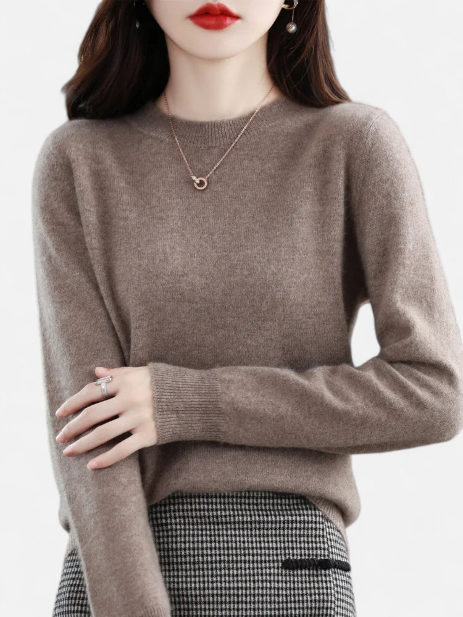 Maisonancien | Damski sweter z wełny merino z okrągłym dekoltem