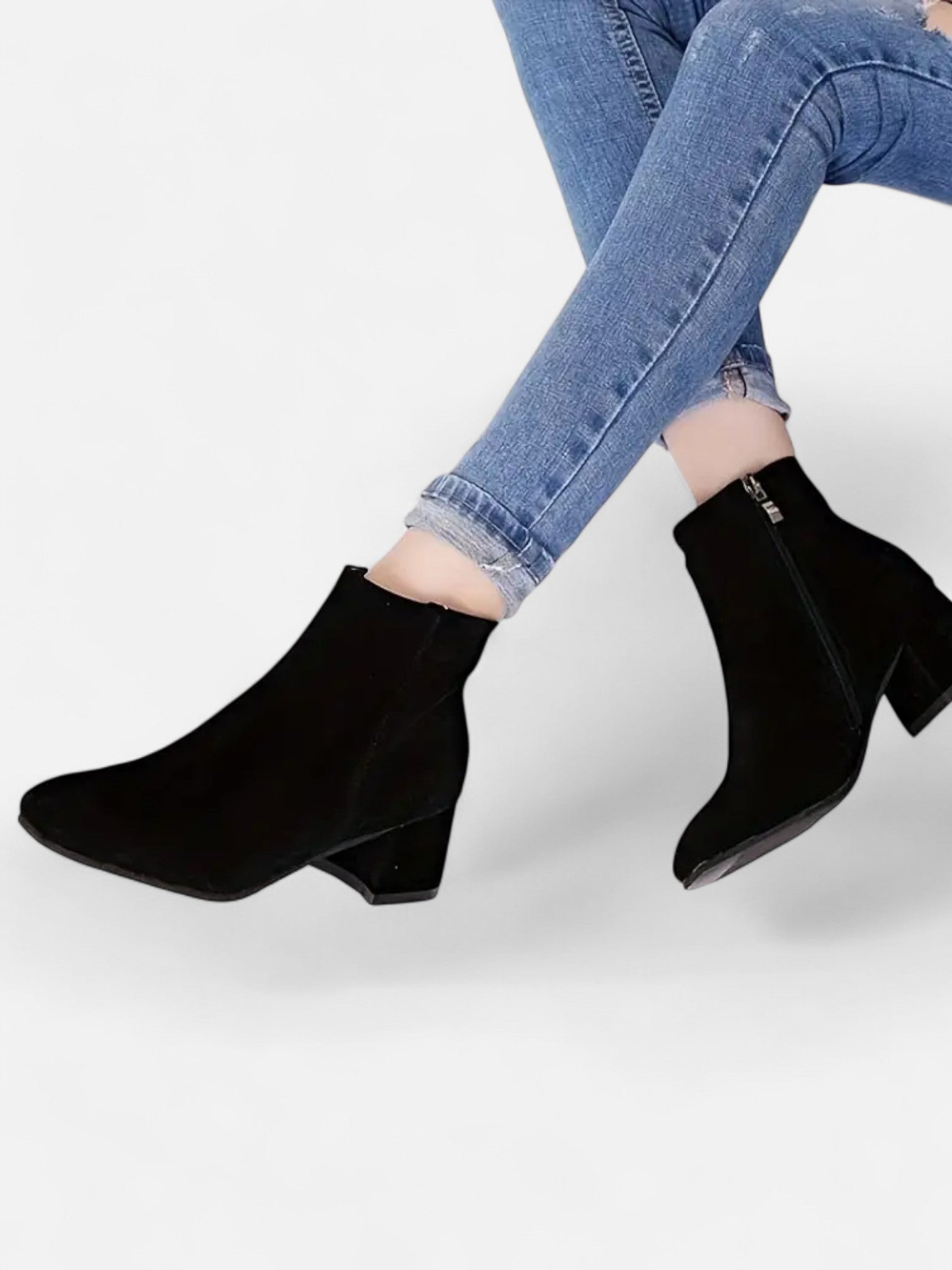 Maisonancien | Damskie Botki na Obcasie – Klasyczna Krótka Forma z Zamkiem