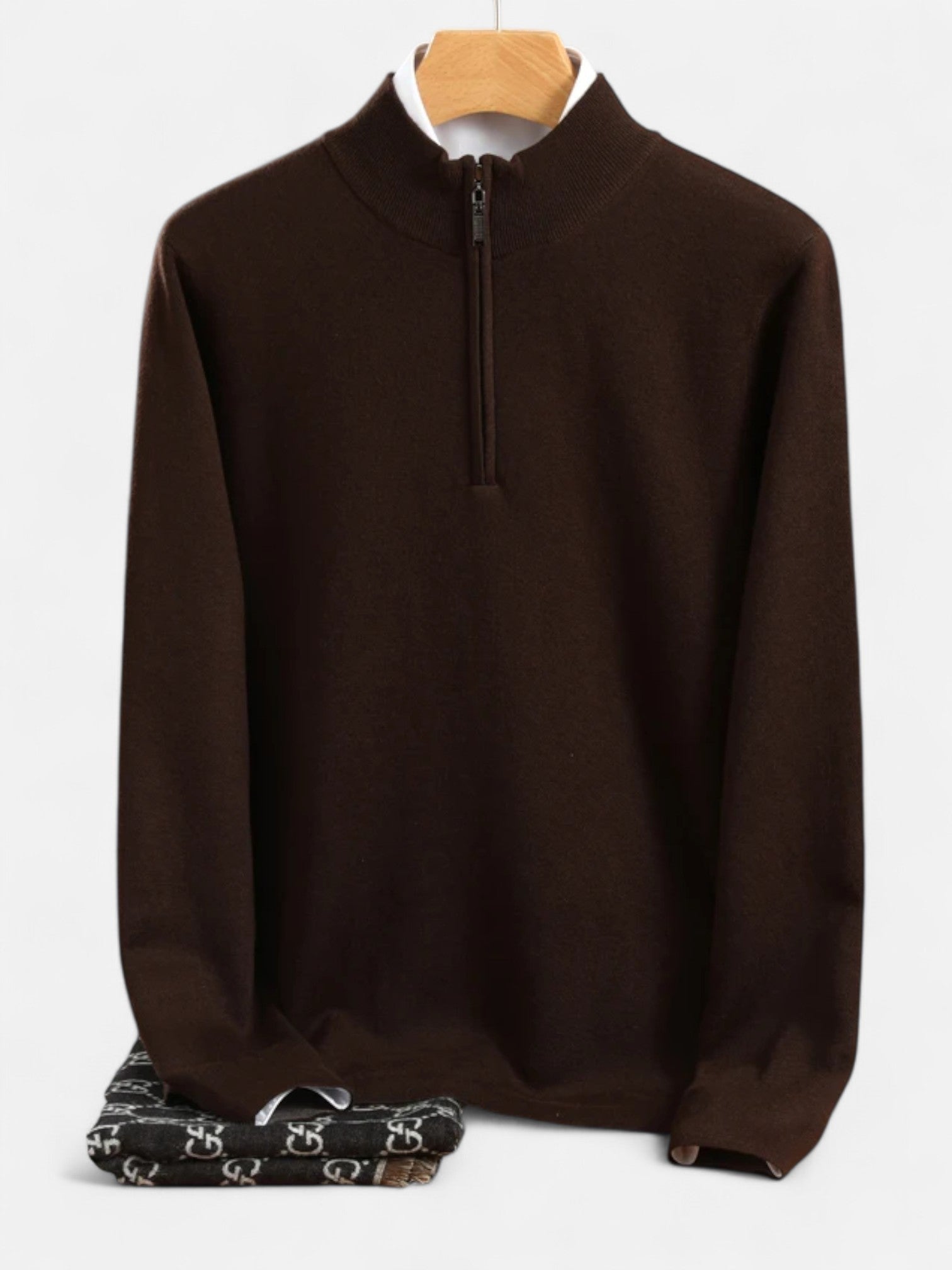 Maisonancien | Męski Sweter z Wełny Merino – Półgolf Loose Fit