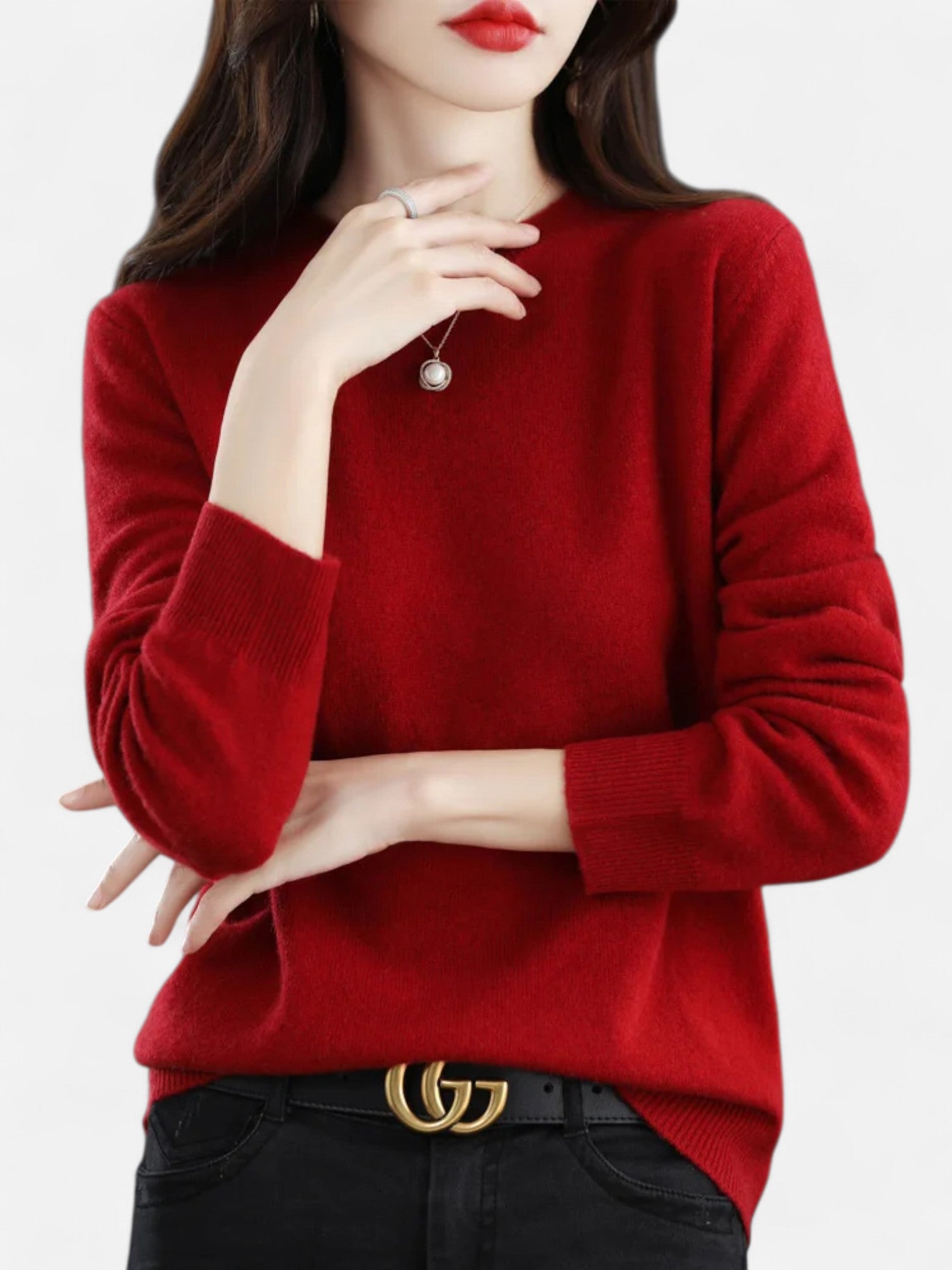 Maisonancien | Damski sweter z wełny merino z okrągłym dekoltem