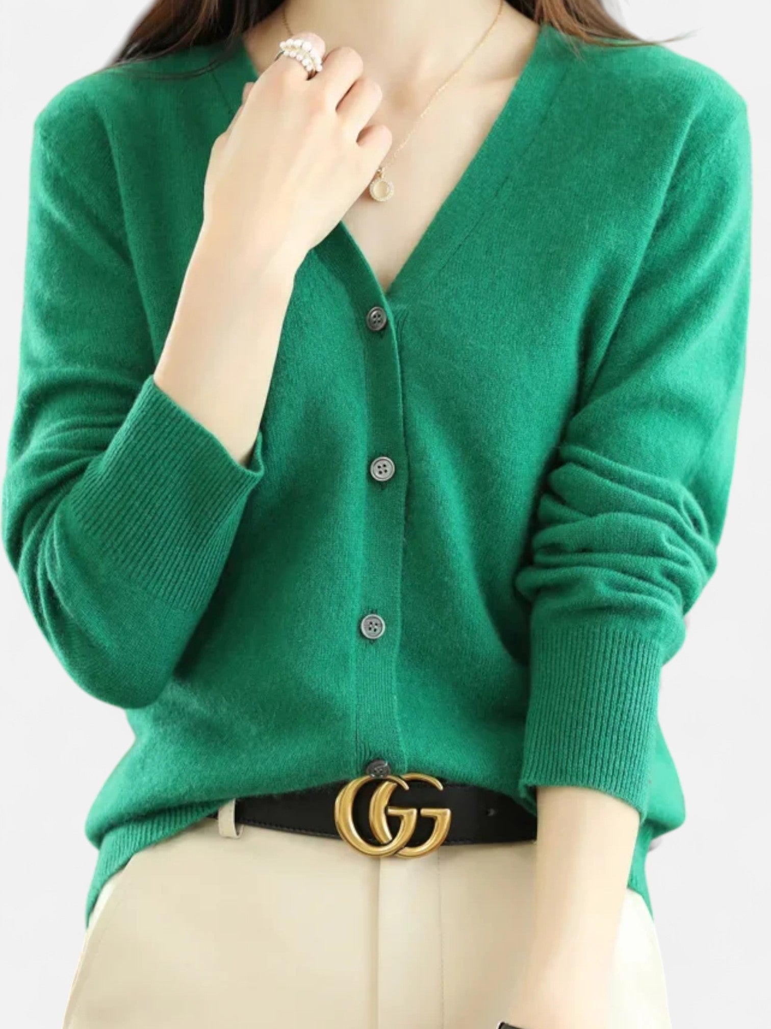 Maisonancien | Damski kardigan dzianinowy z dekoltem V