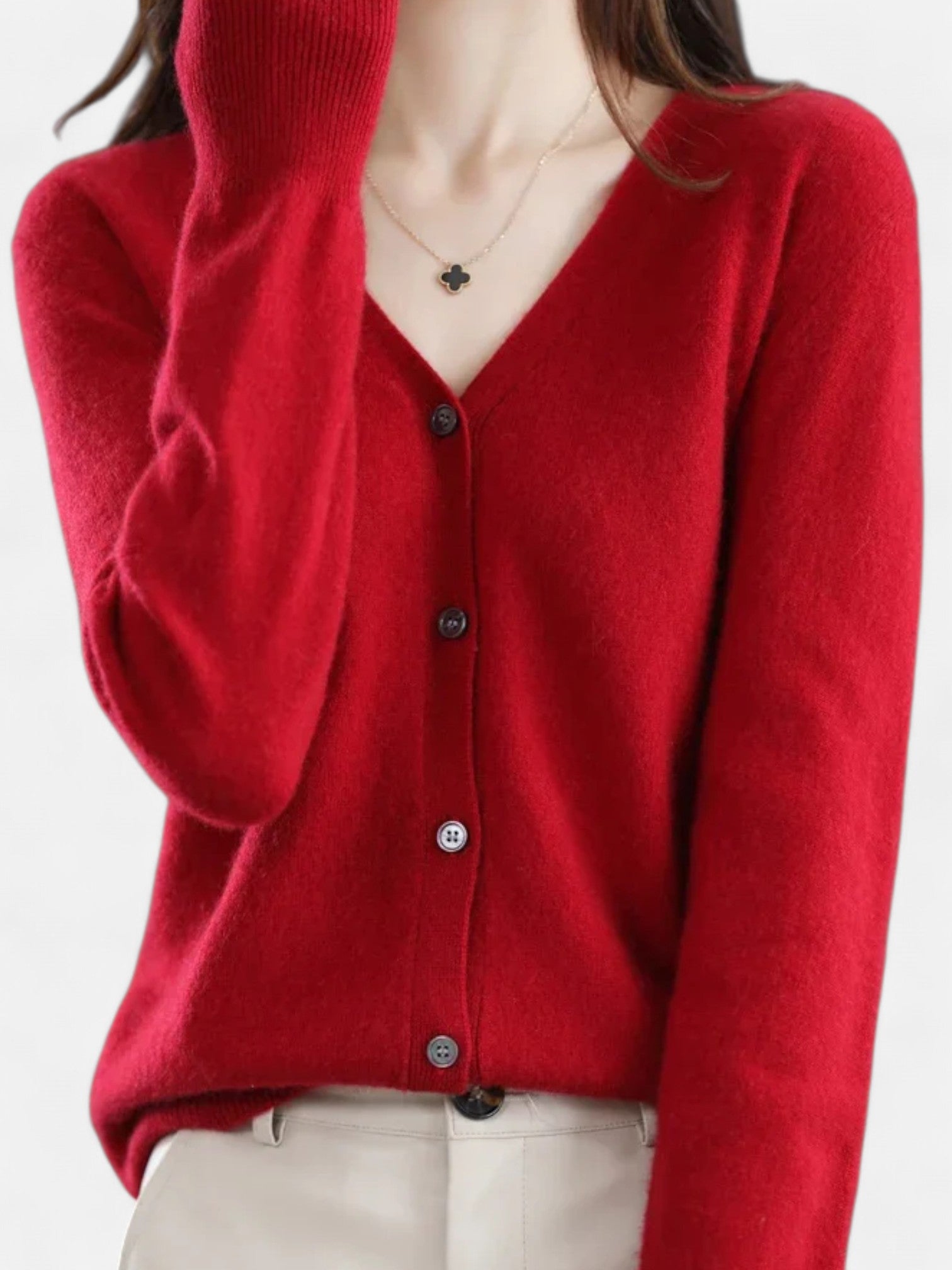 Maisonancien | Damski kardigan dzianinowy z dekoltem V