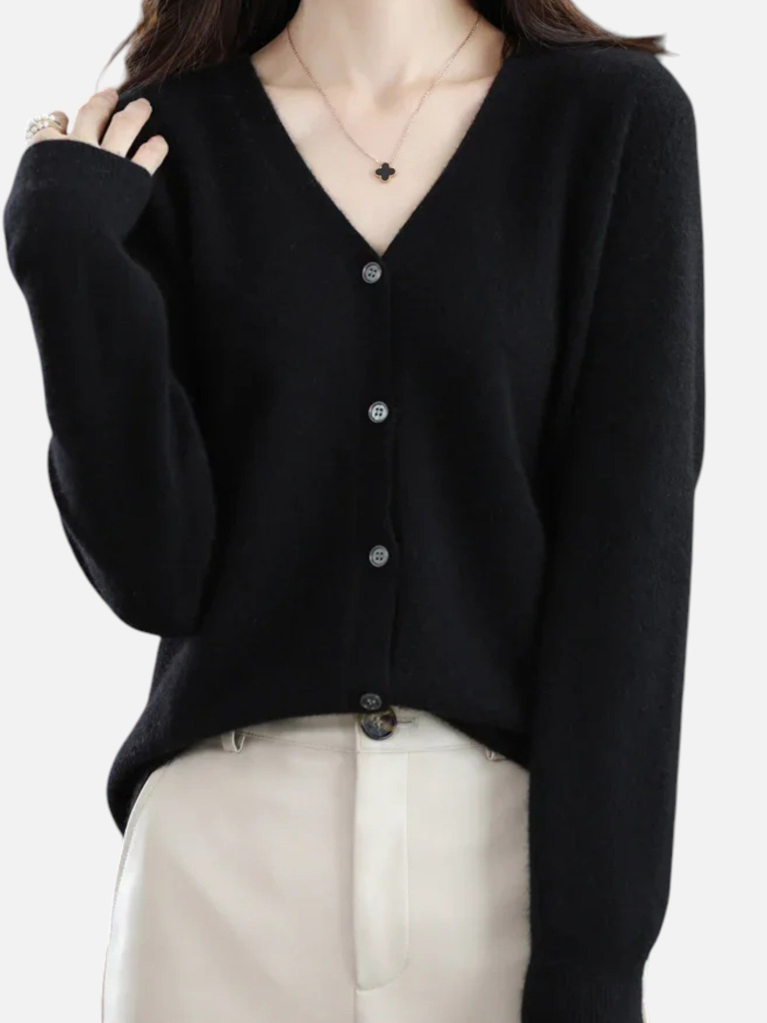 Maisonancien | Damski kardigan dzianinowy z dekoltem V