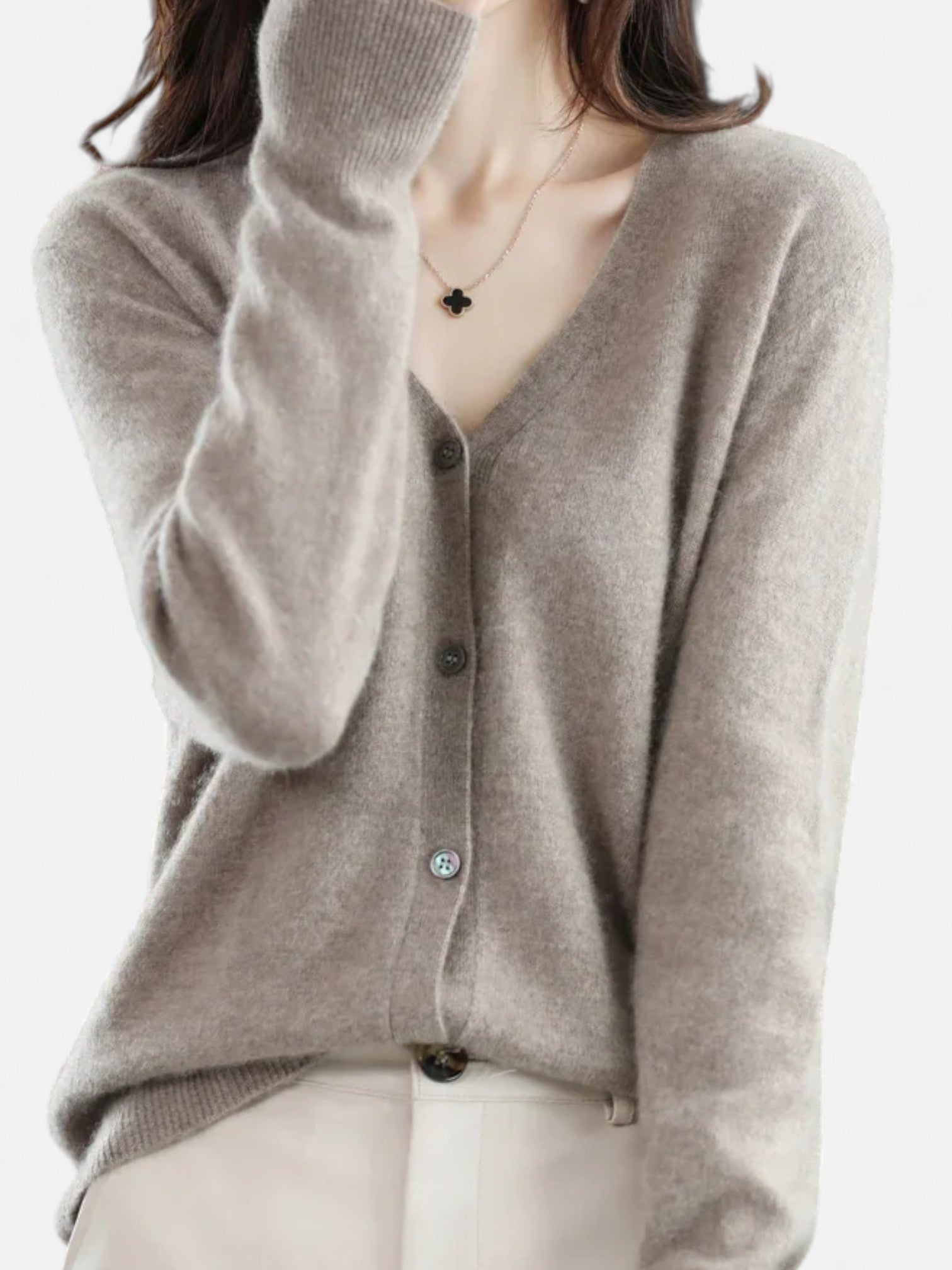 Maisonancien | Damski kardigan dzianinowy z dekoltem V