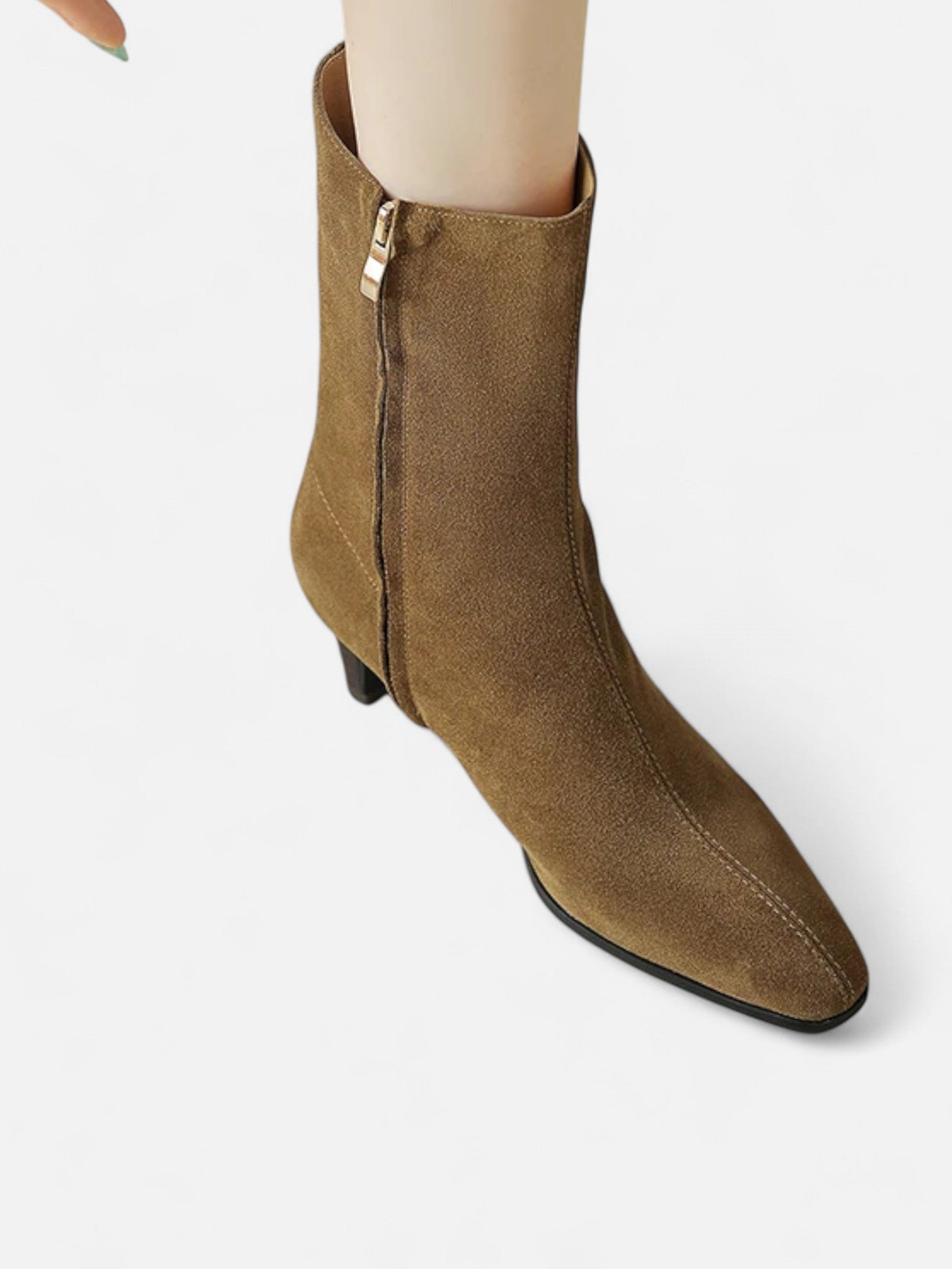 Maisonancien | Damskie zamszowe botki retro ze skóry bydlęcej