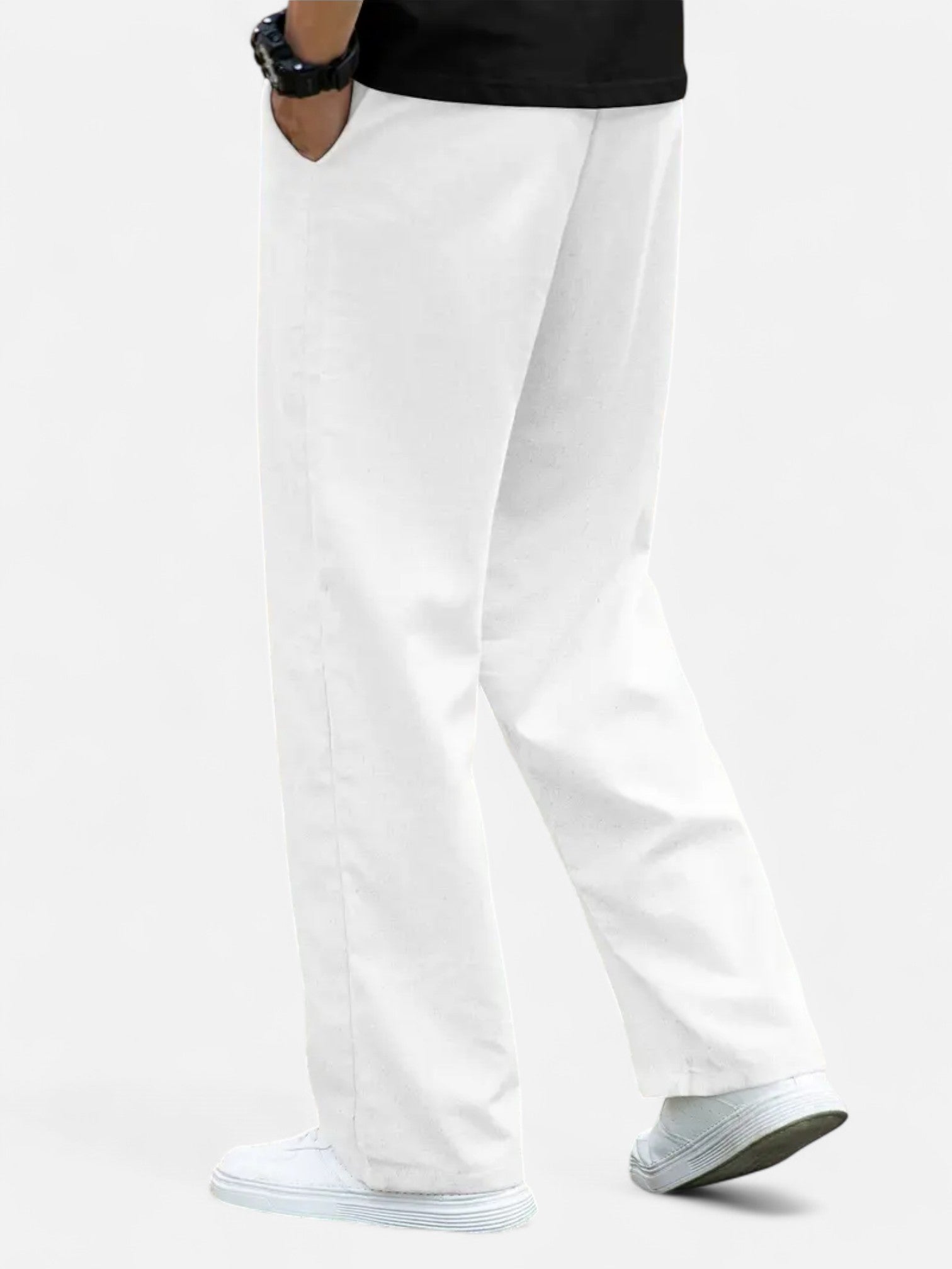 Maisonancien | Męskie Lniane Spodnie Casual – Prosty Krój, Całoroczne