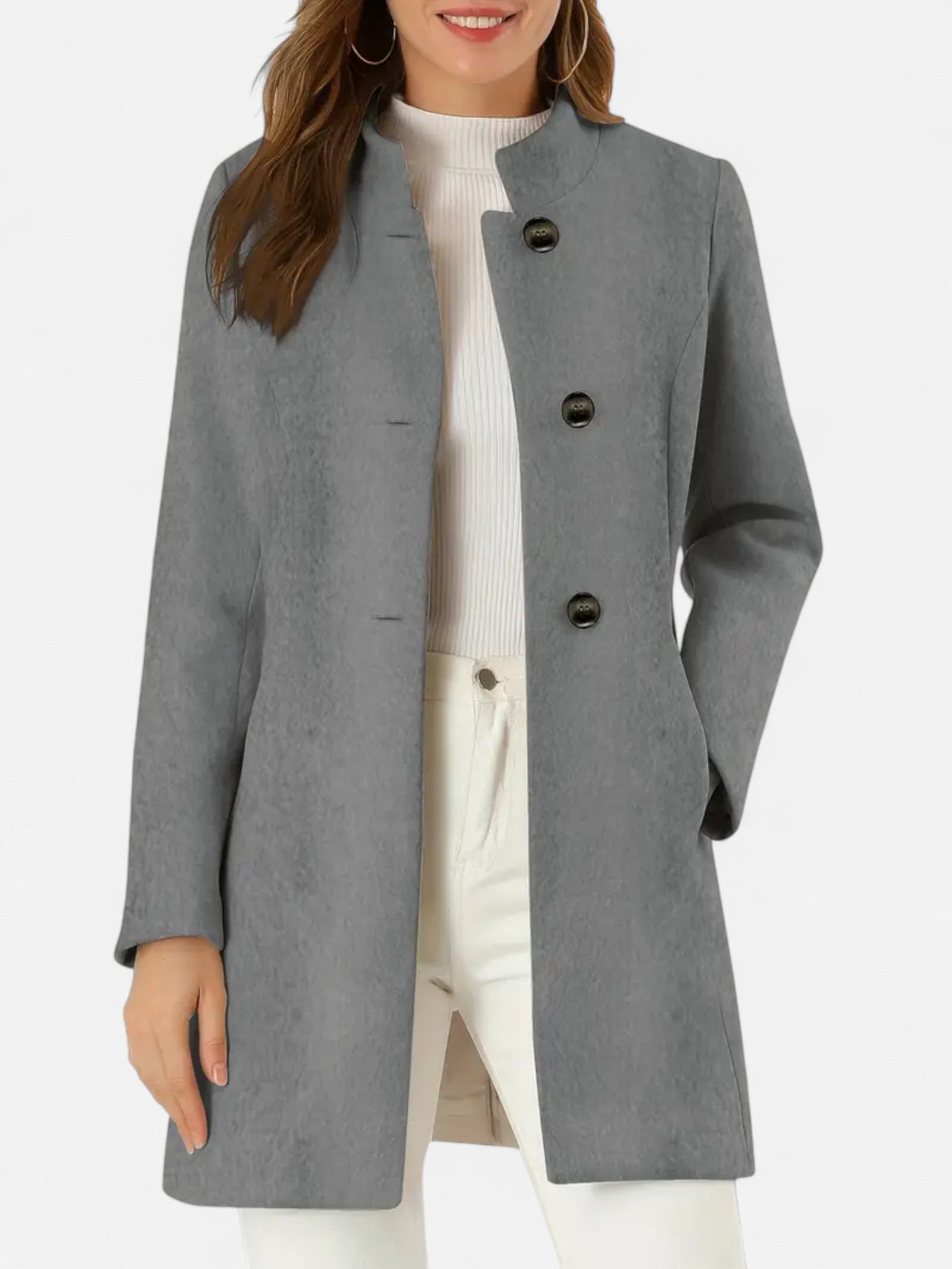 Maisonancien | Damski płaszcz z guzikami i kołnierzem mandaryńskim