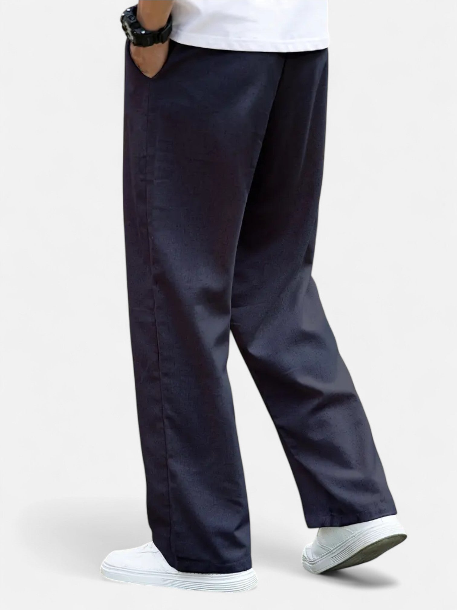 Maisonancien | Męskie Lniane Spodnie Casual – Prosty Krój, Całoroczne