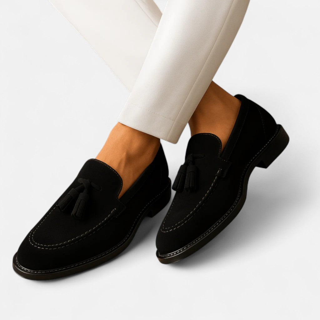 Maisonancien | Mężczyzna Skórzane Loafersy z Frędzlami Low-Cut