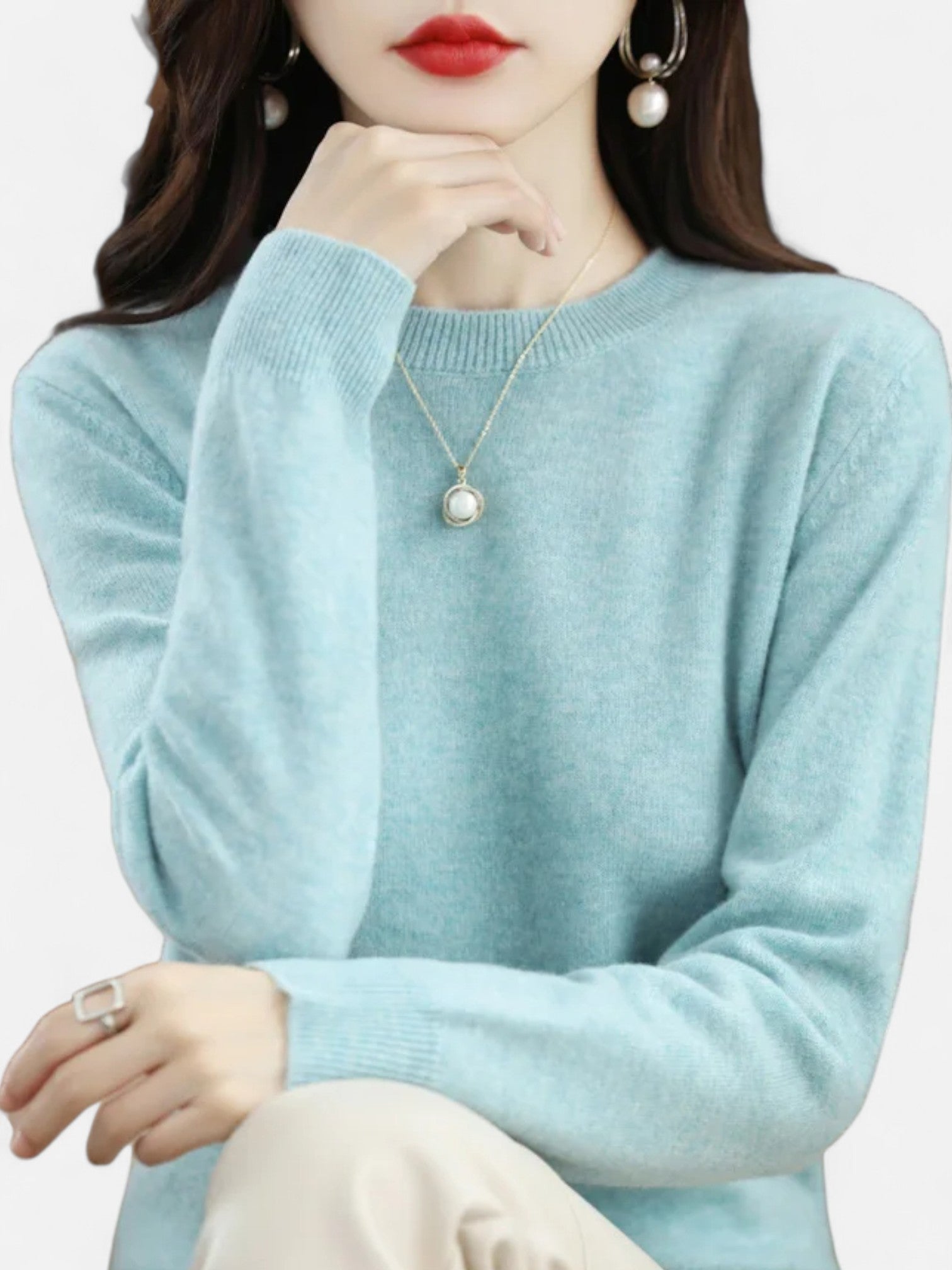 Maisonancien | Damski sweter z wełny merino z okrągłym dekoltem