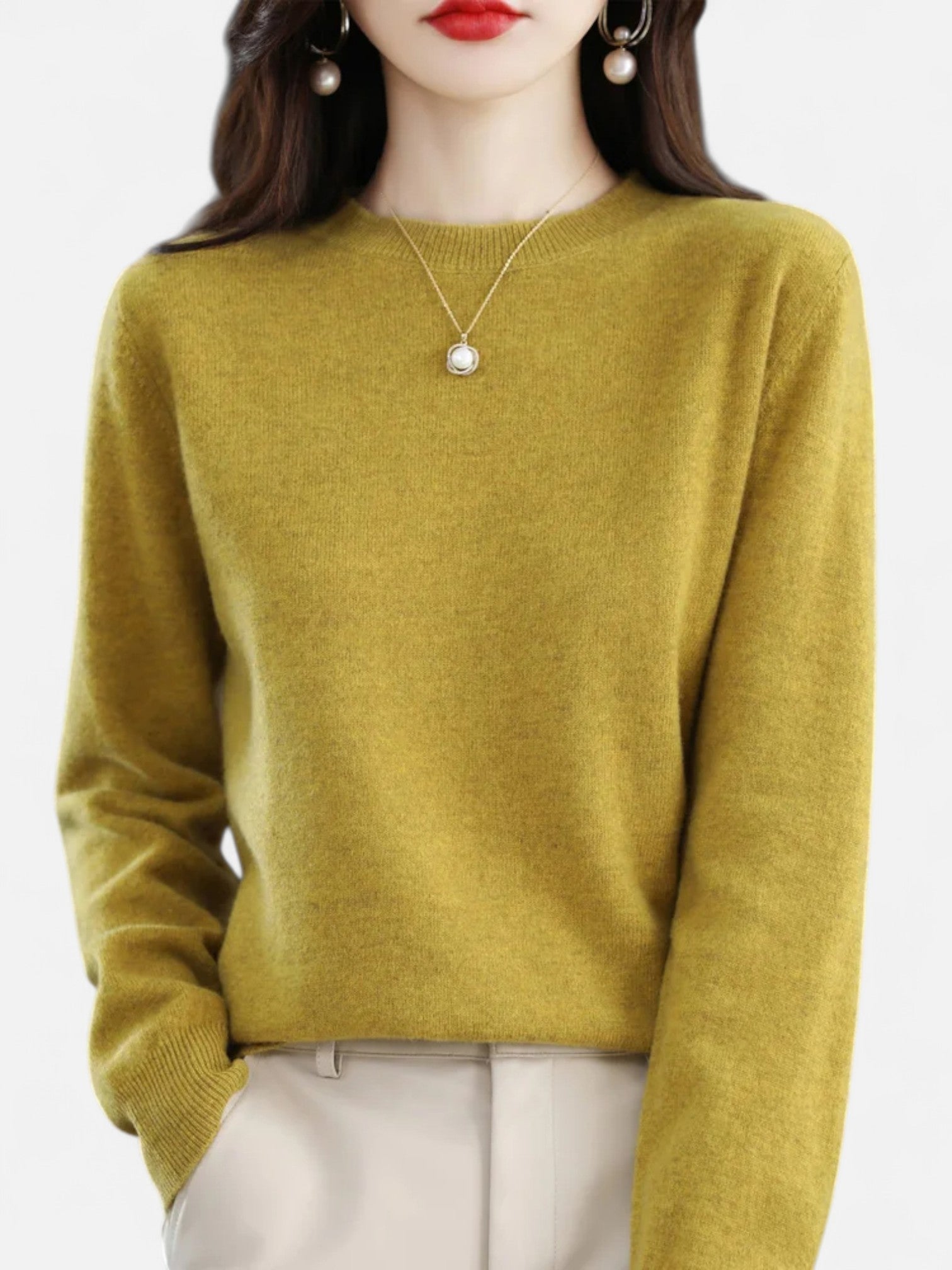 Maisonancien | Damski sweter z wełny merino z okrągłym dekoltem