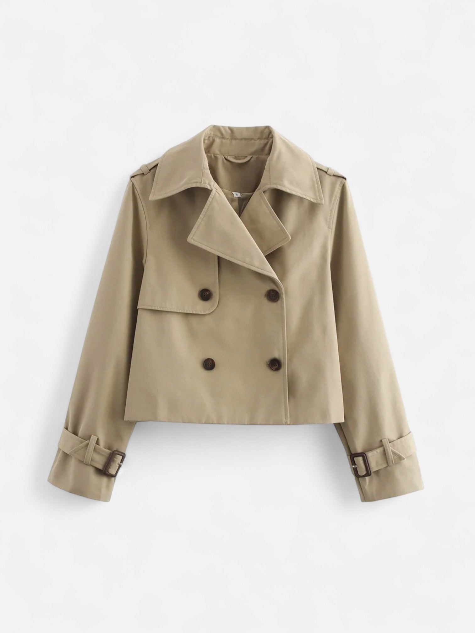 Maisonancien | Damski krótki trencz dwurzędowy z kołnierzem