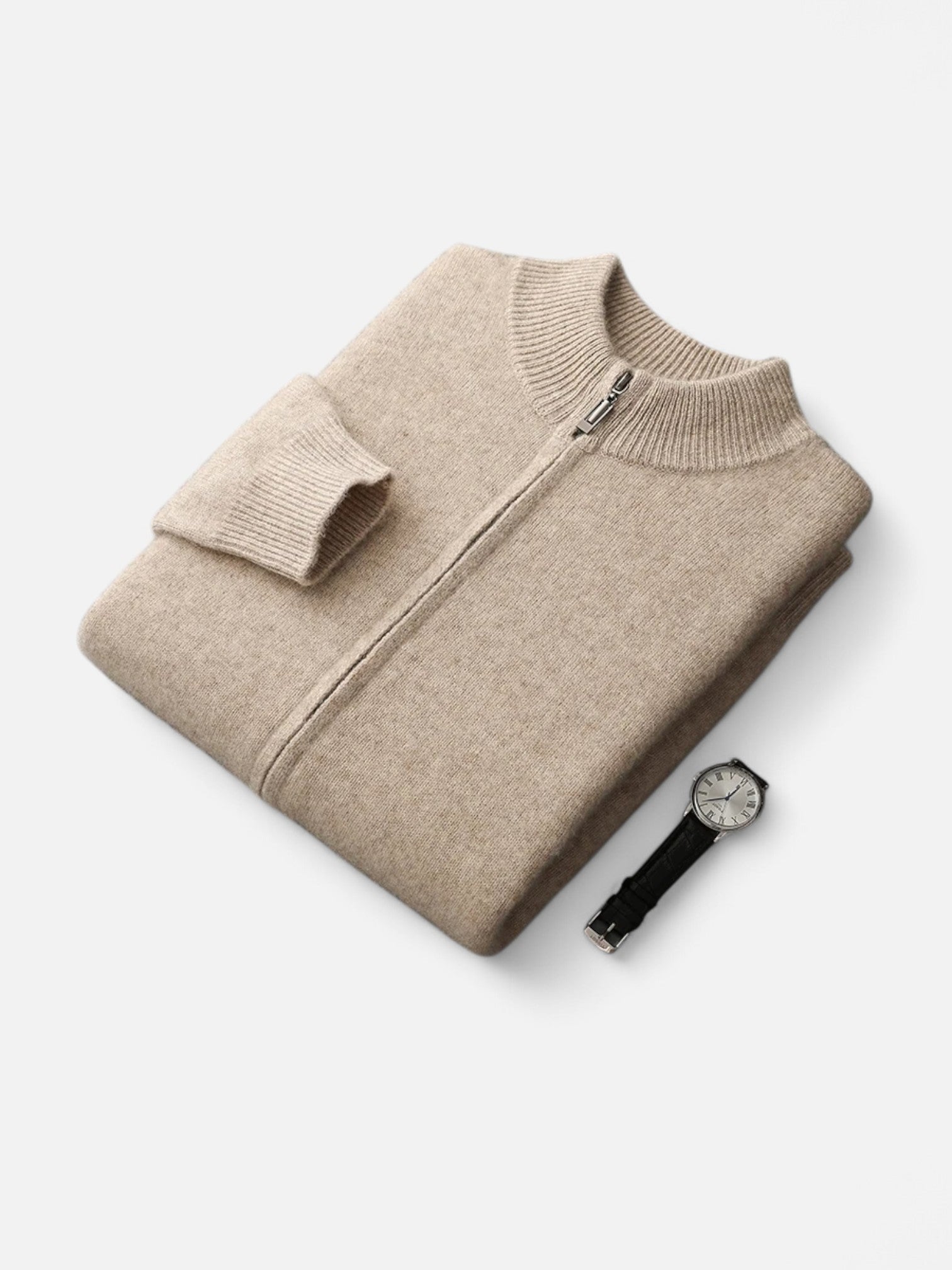 Maisonancien | Męski Sweter z Wełny Merino – Kardigan na Zamek z Kołnierzem