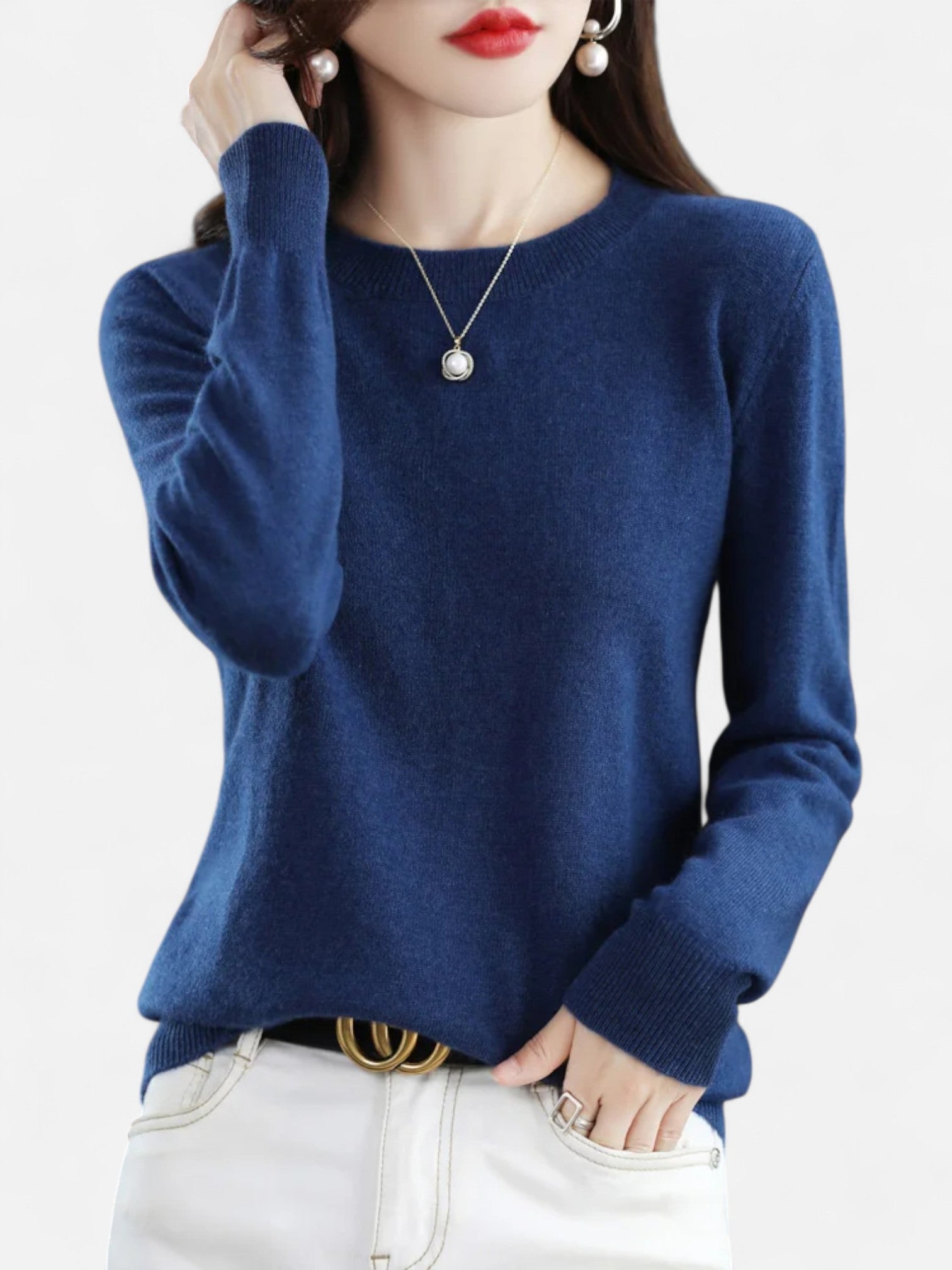 Maisonancien | Damski sweter z wełny merino z okrągłym dekoltem