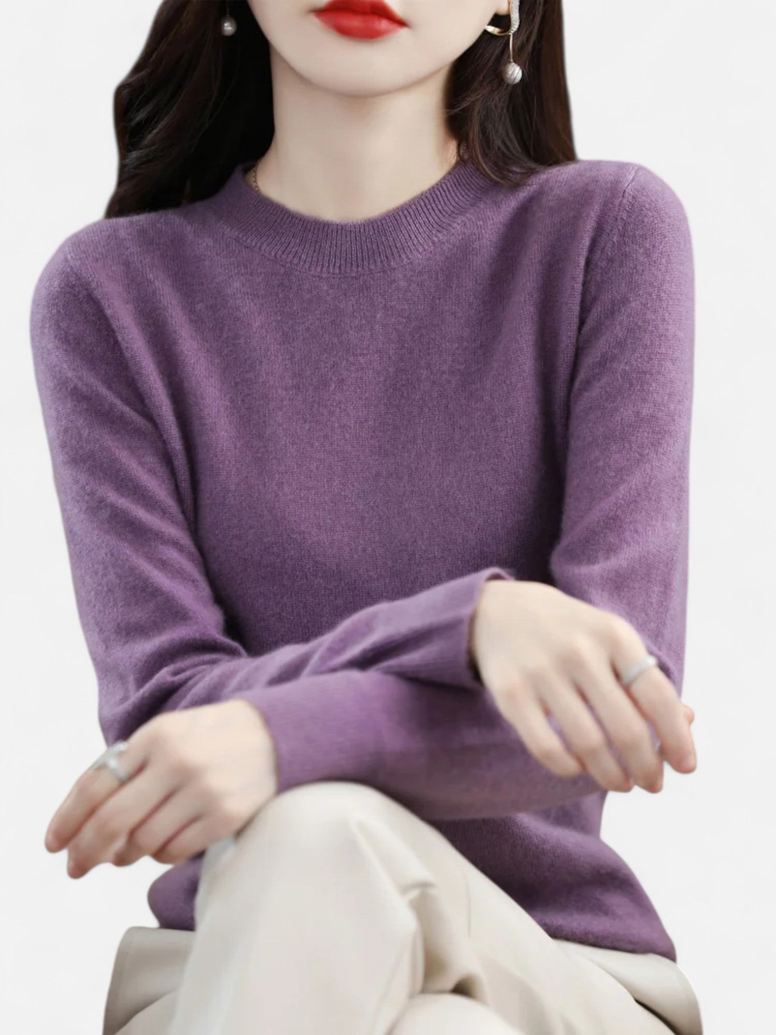 Maisonancien | Damski sweter z wełny merino z okrągłym dekoltem