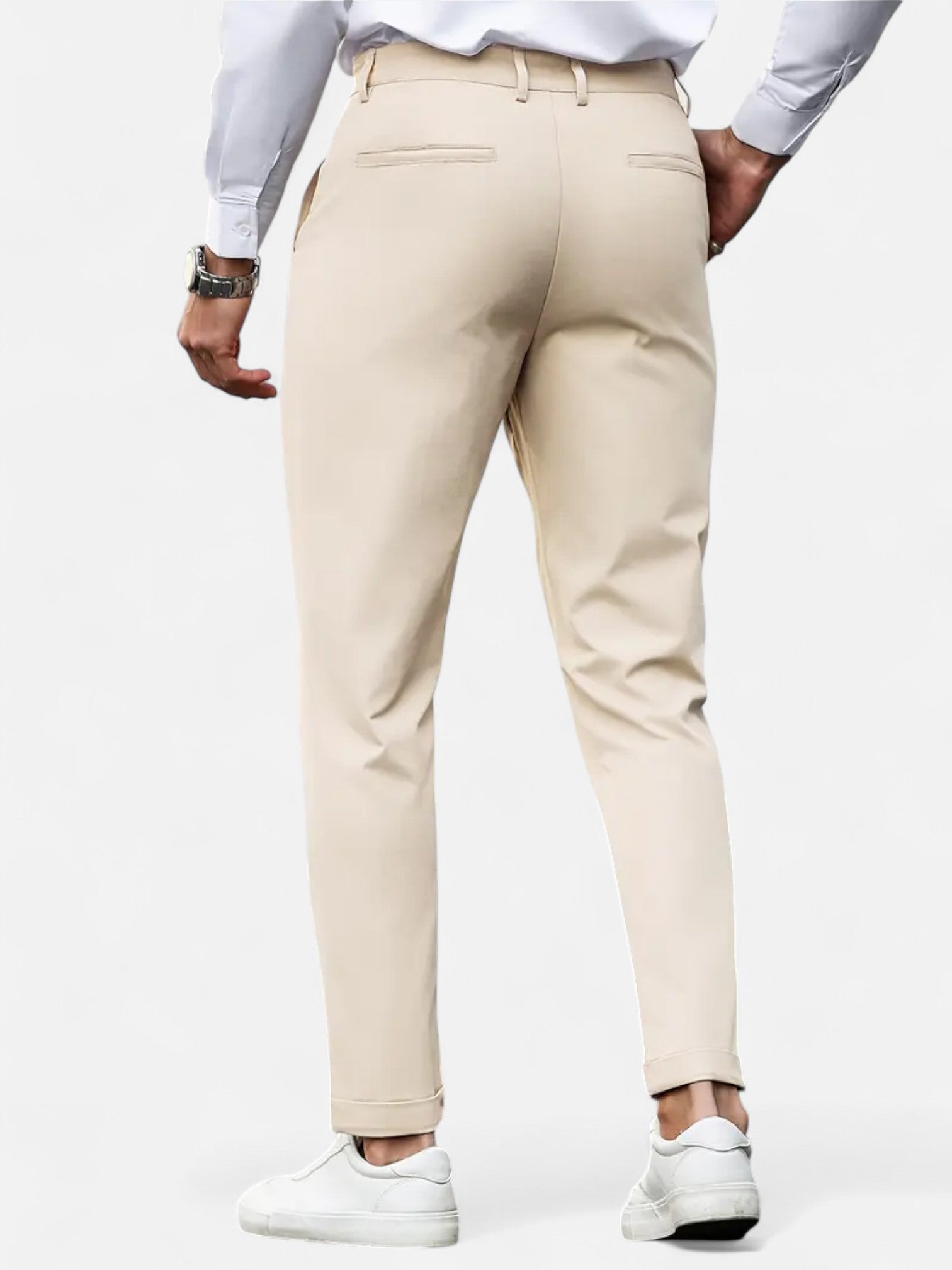 Maisonancien | Męskie Spodnie Slim-Fit – Beżowa Elegancja Całoroczna