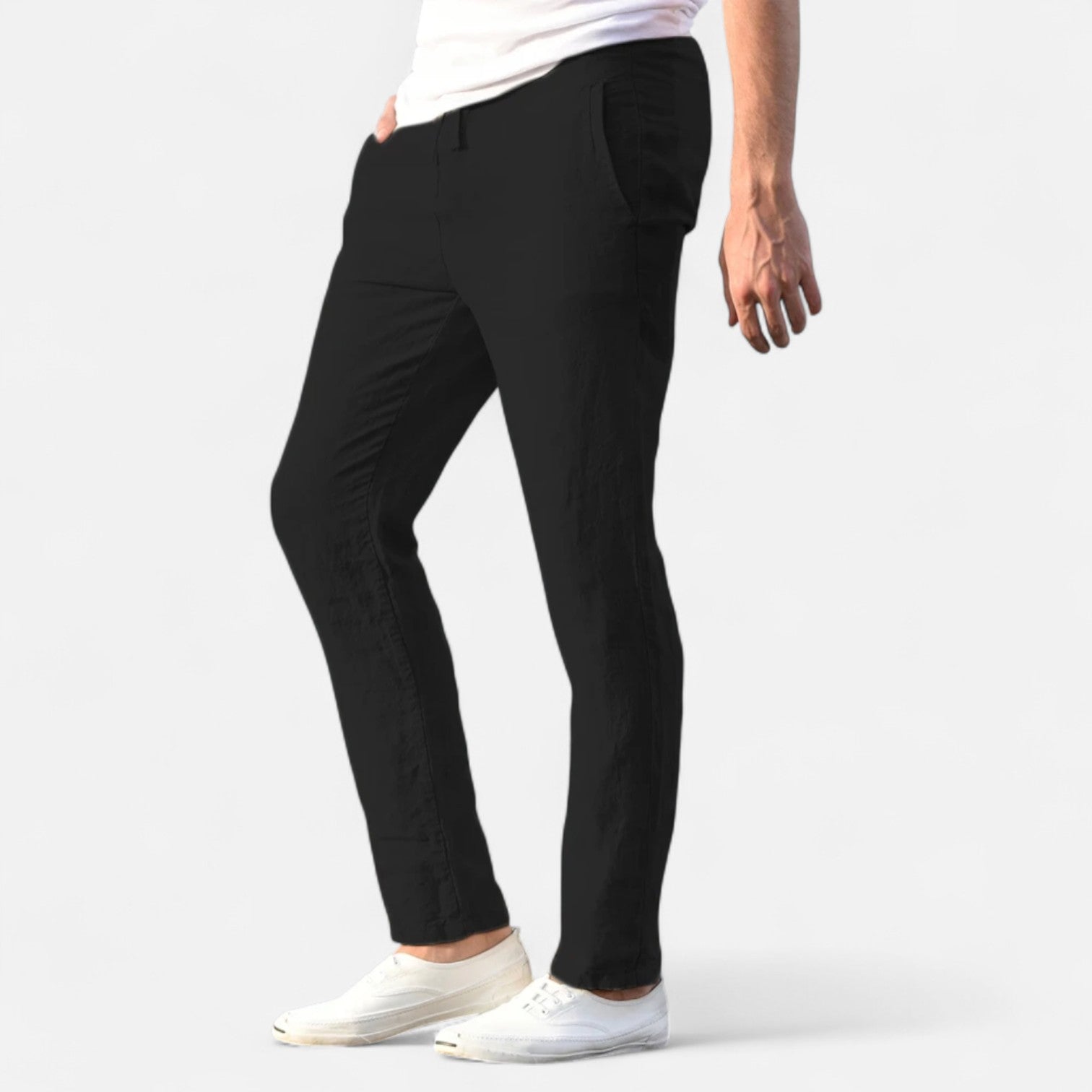 Maisonancien | Mężczyzna Casual Spodnie Ankle-Length z Elastycznym Pasem