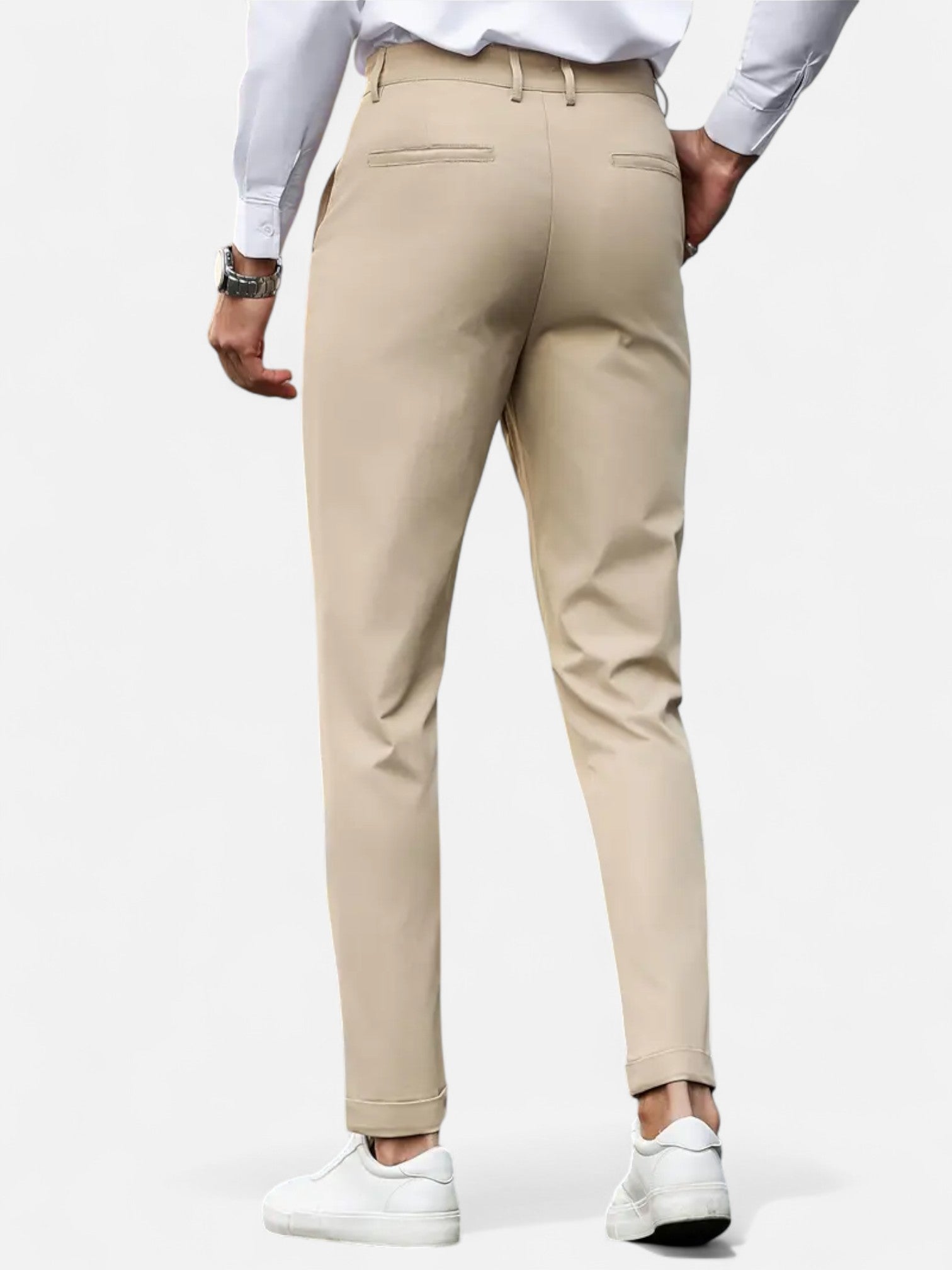 Maisonancien | Męskie Spodnie Slim-Fit – Beżowa Elegancja Całoroczna