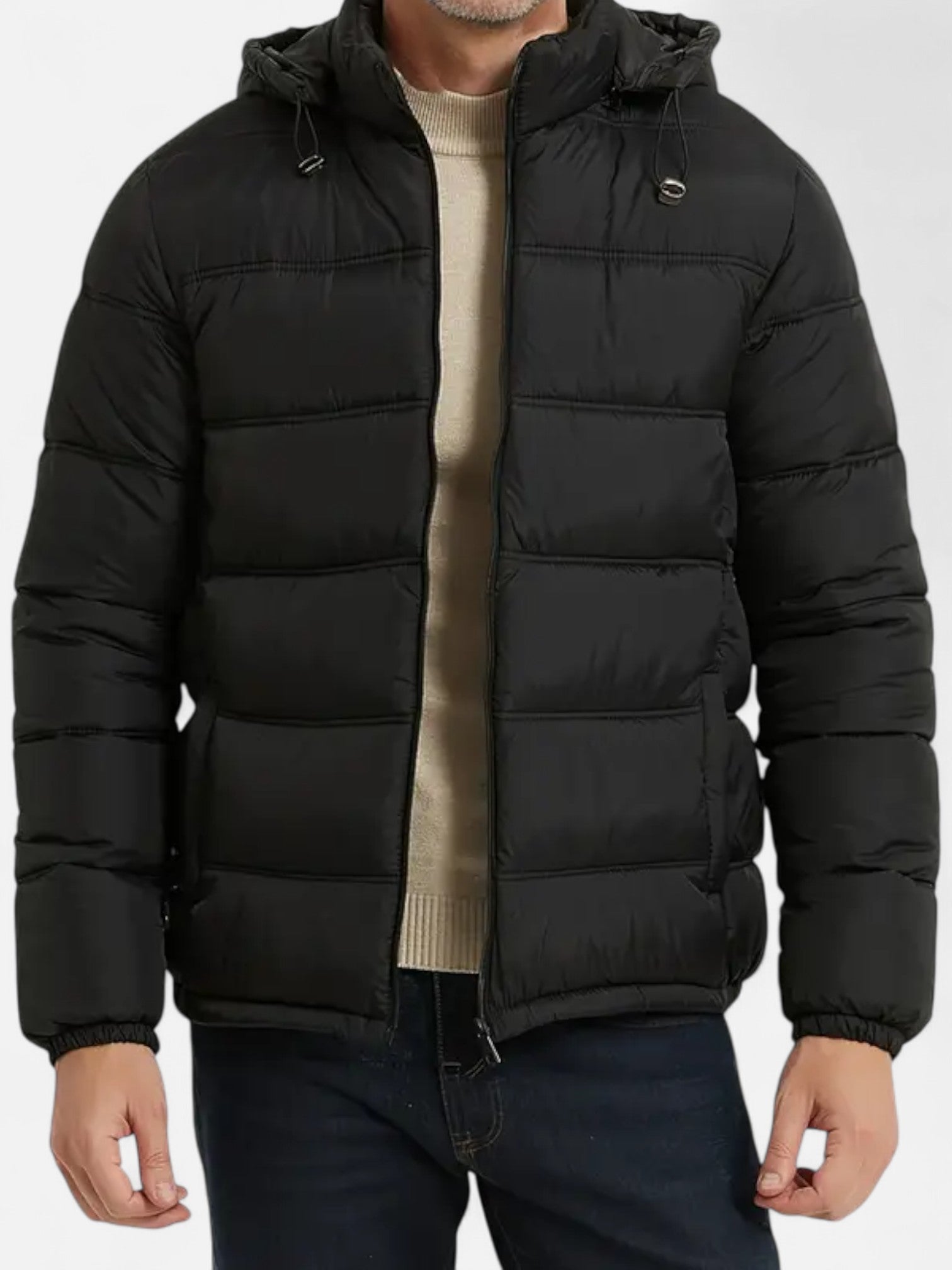 Maisonancien | Męska Kurtka Casual – Czarna z Kapturem i Zamkiem