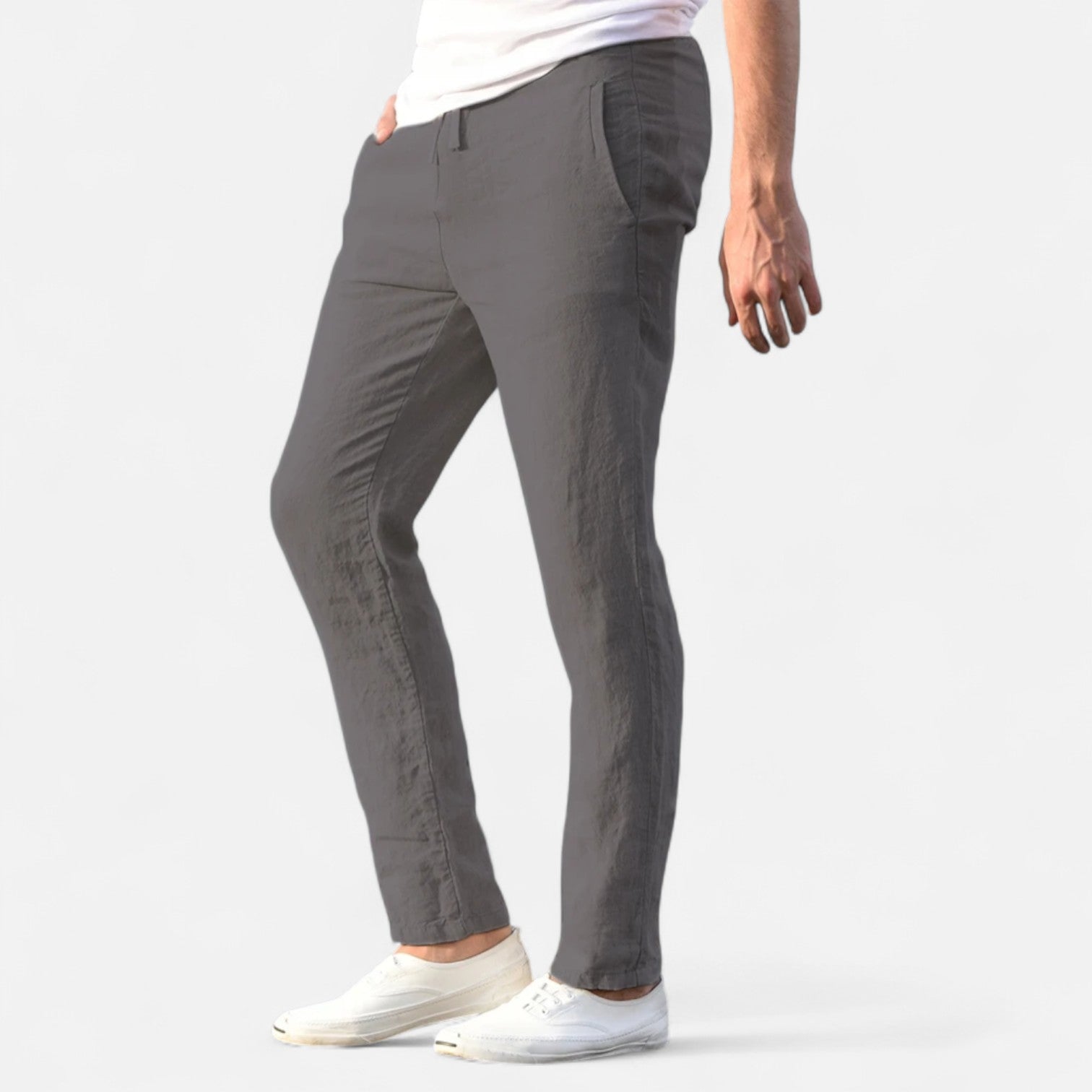 Maisonancien | Mężczyzna Casual Spodnie Ankle-Length z Elastycznym Pasem