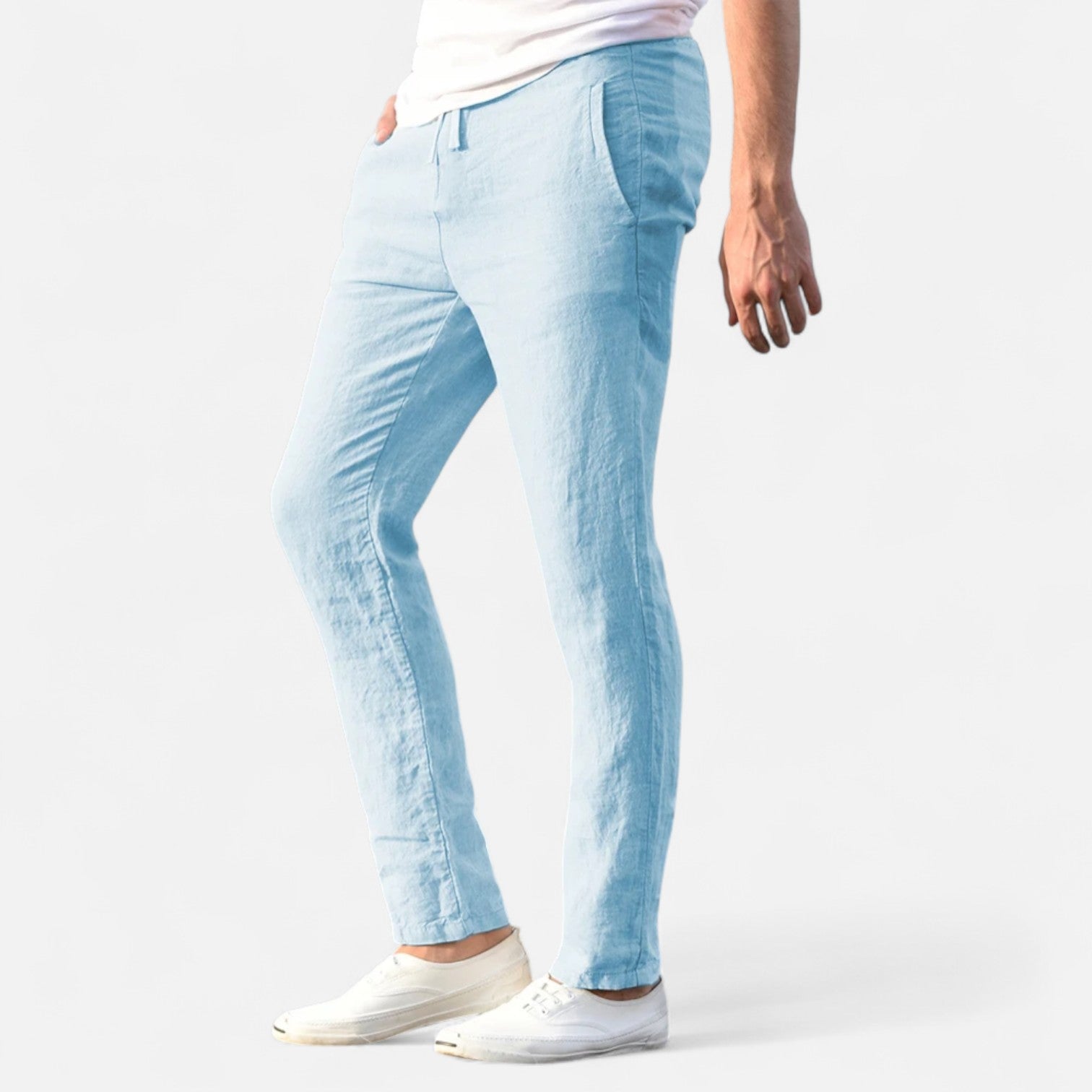 Maisonancien | Mężczyzna Casual Spodnie Ankle-Length z Elastycznym Pasem