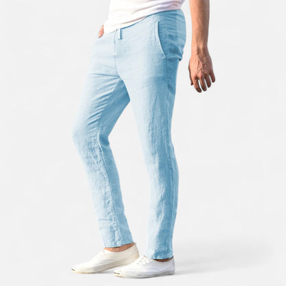 Maisonancien | Mężczyzna Casual Spodnie Ankle-Length z Elastycznym Pasem