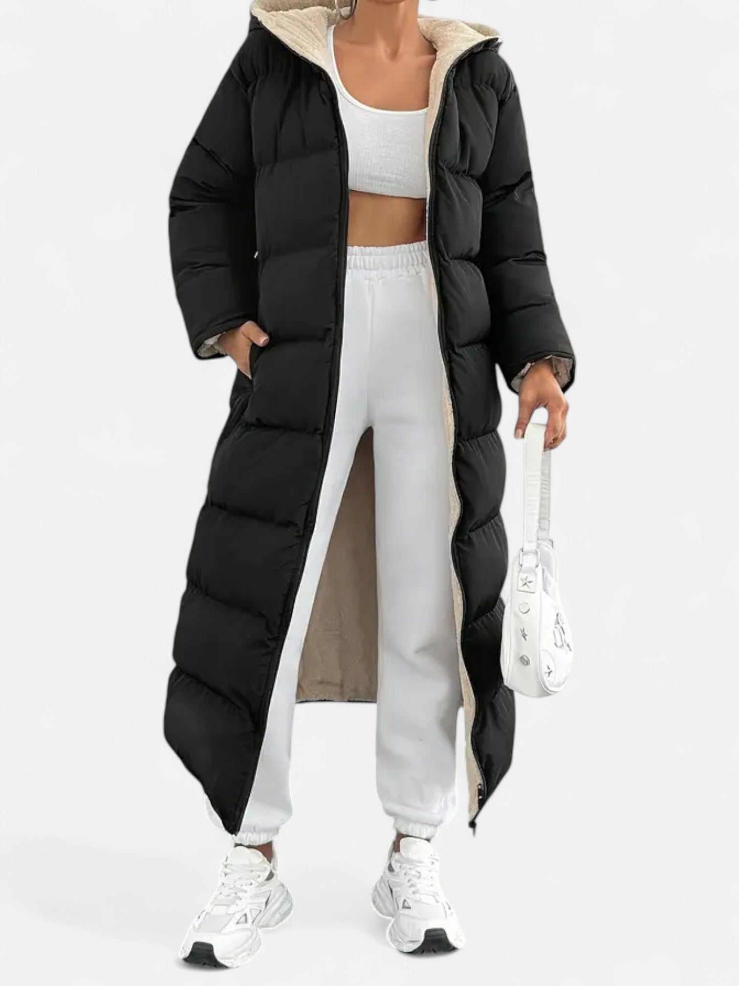 Maisonancien | Damski elegancki płaszcz puchowy z kapturem