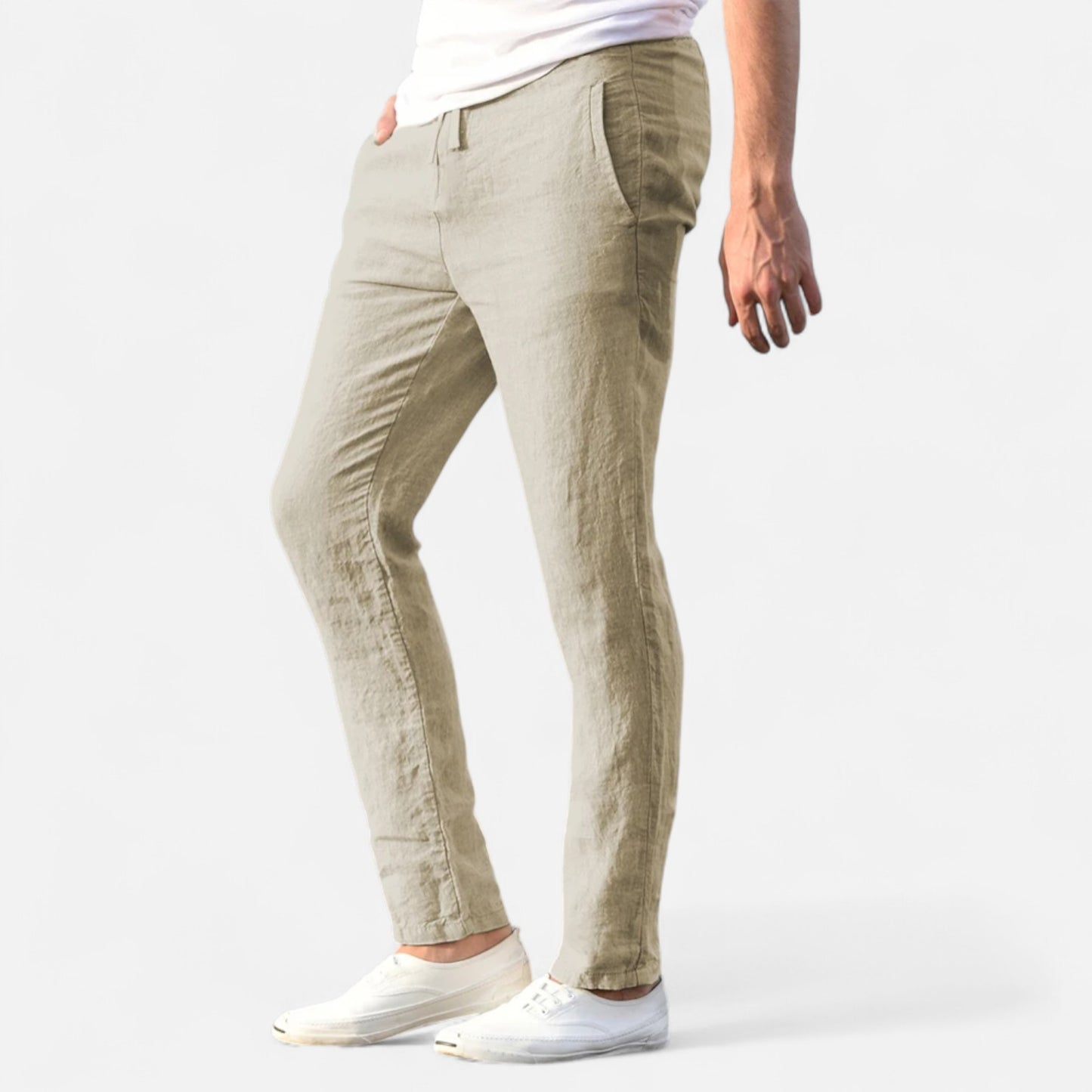 Maisonancien | Mężczyzna Casual Spodnie Ankle-Length z Elastycznym Pasem