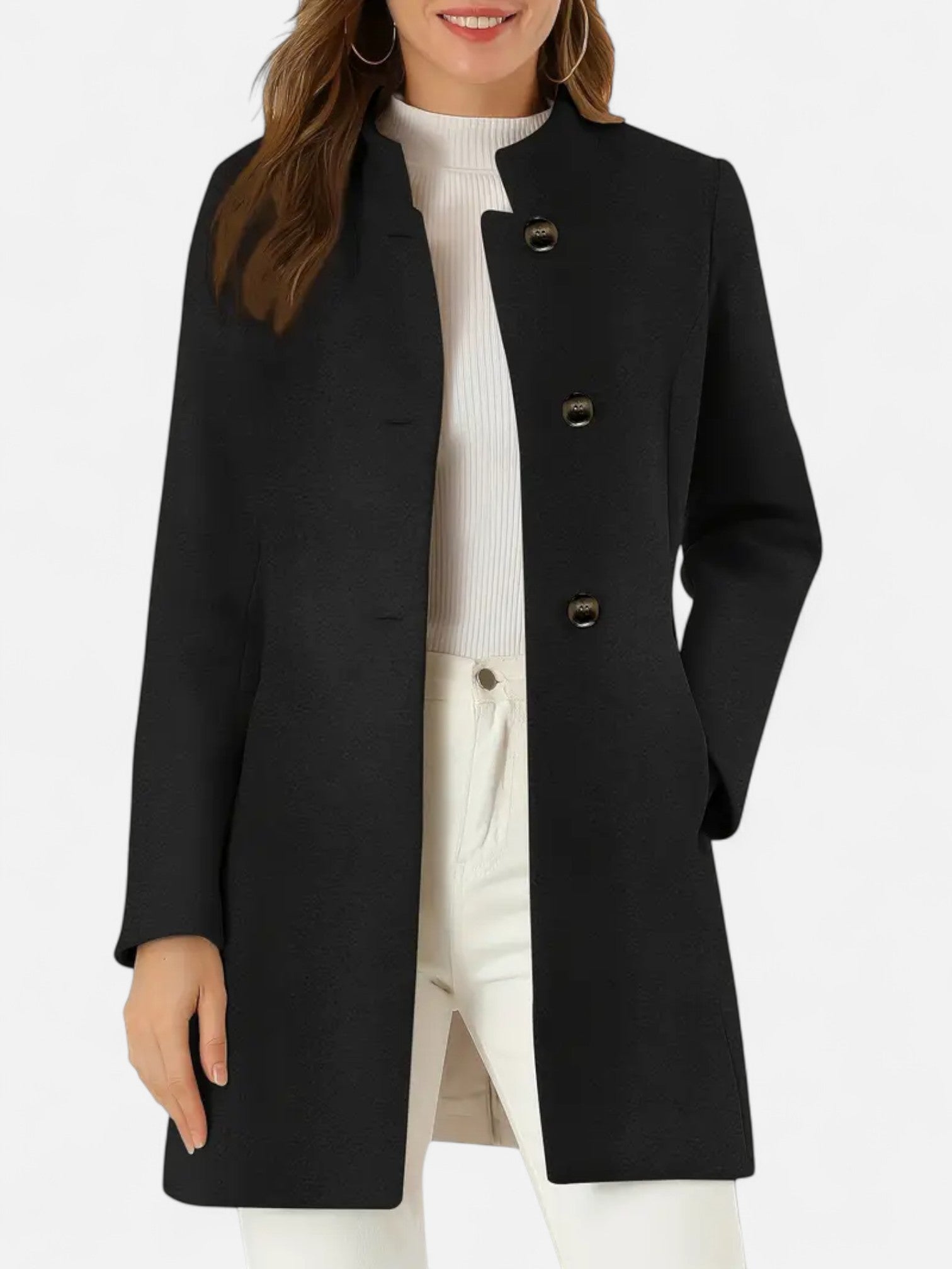 Maisonancien | Damski płaszcz z guzikami i kołnierzem mandaryńskim