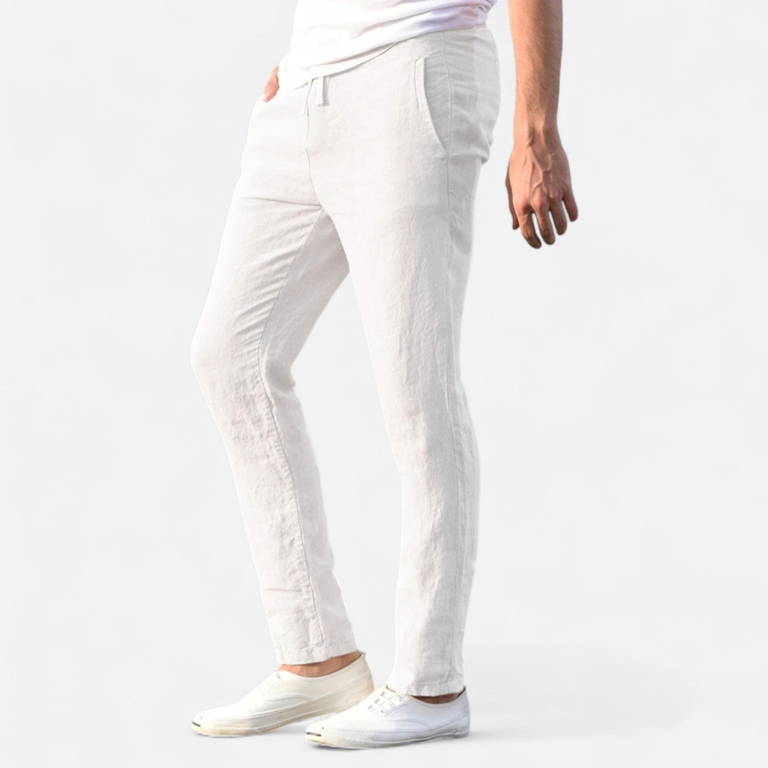 Maisonancien | Mężczyzna Casual Spodnie Ankle-Length z Elastycznym Pasem