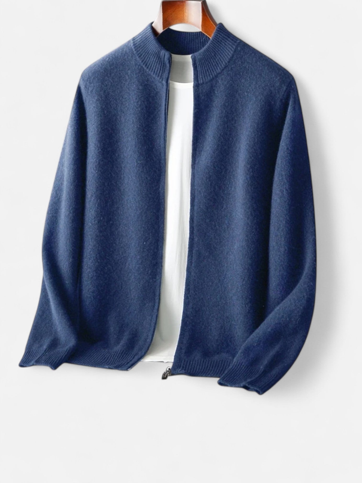 Maisonancien | Męski Sweter z Wełny Merino – Kardigan na Zamek z Kołnierzem