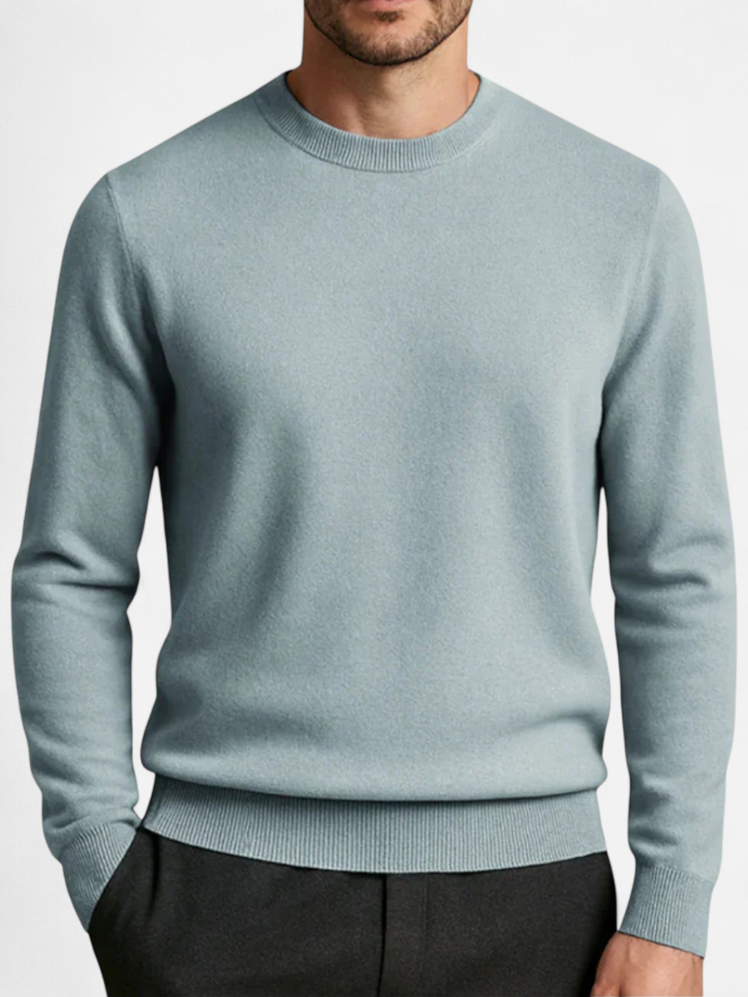 Maisonancien | Męski Klasyczny Sweter z Okrągłym Dekoltem – Dyskretna Elegancja