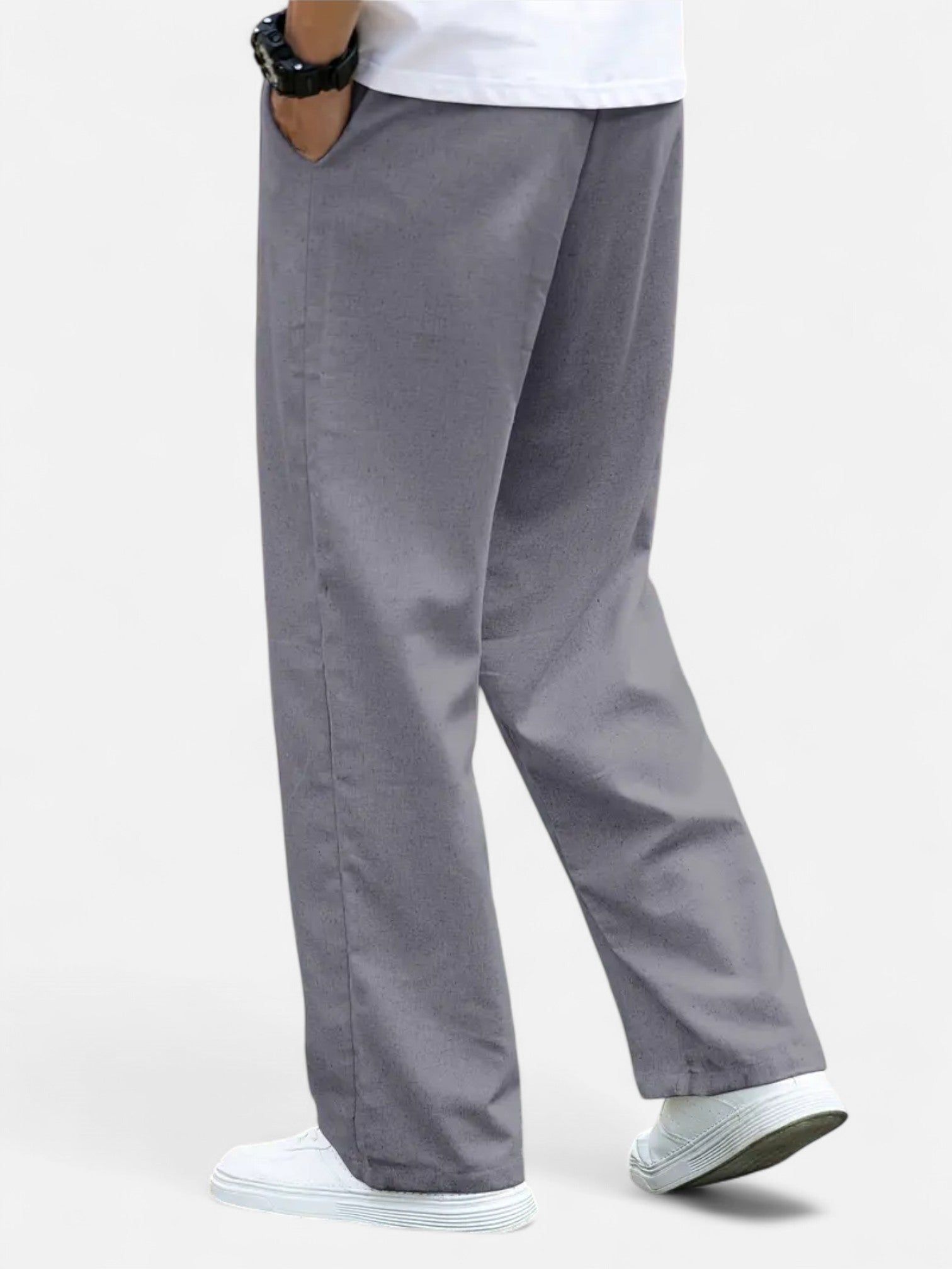 Maisonancien | Męskie Lniane Spodnie Casual – Prosty Krój, Całoroczne