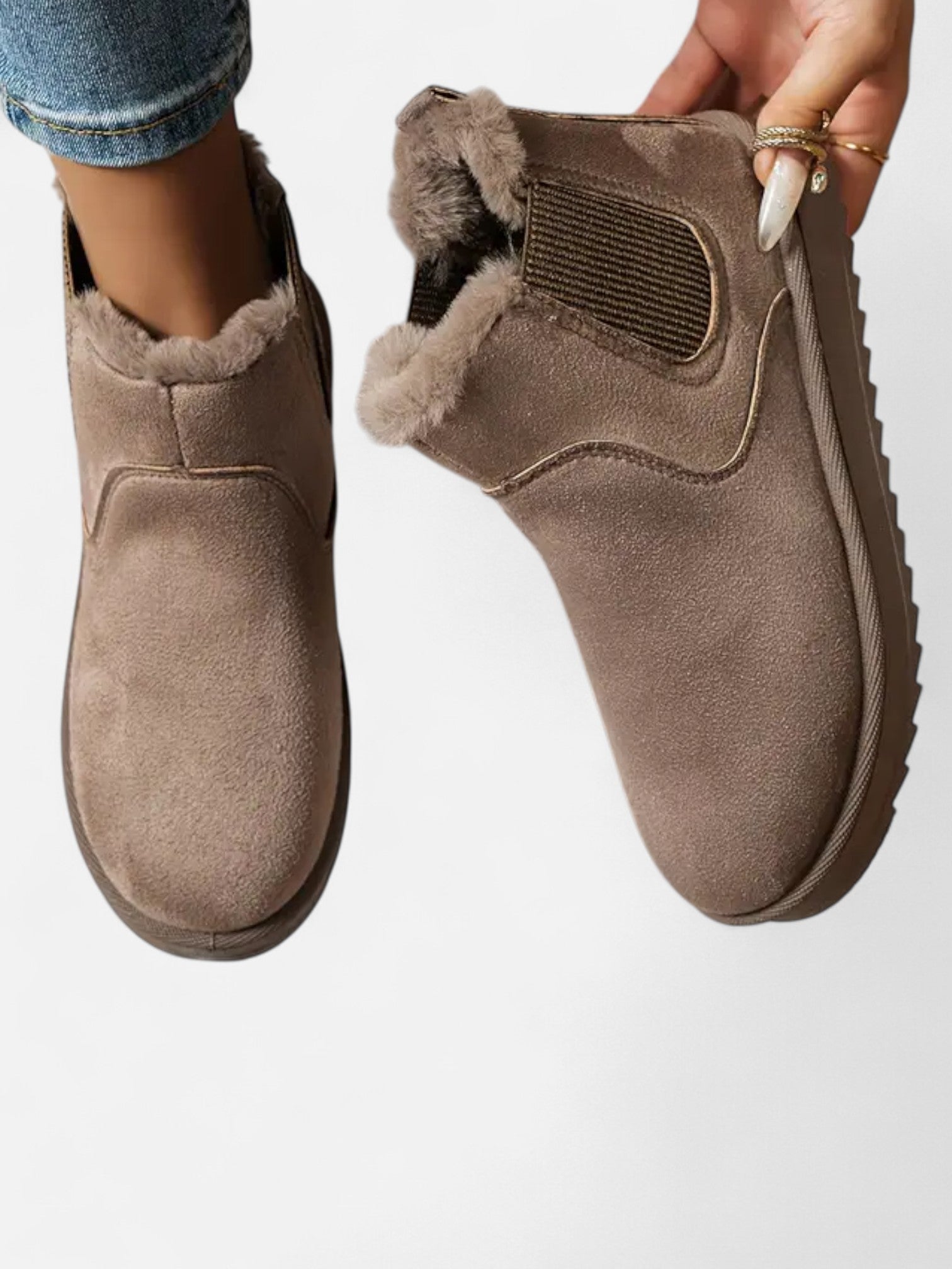 Maisonancien | Damskie zimowe botki na grubej podeszwie