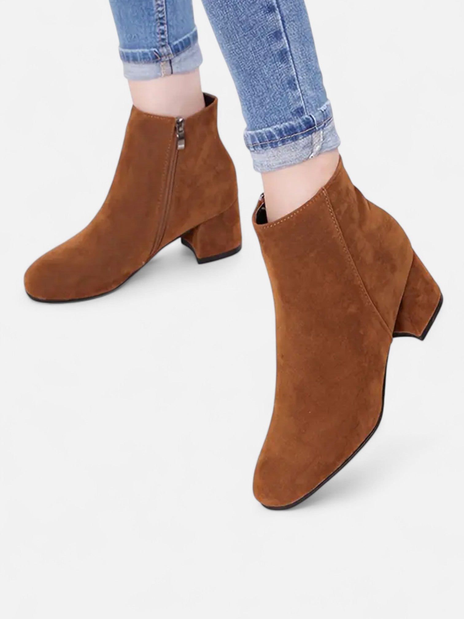 Maisonancien | Damskie Botki na Obcasie – Klasyczna Krótka Forma z Zamkiem