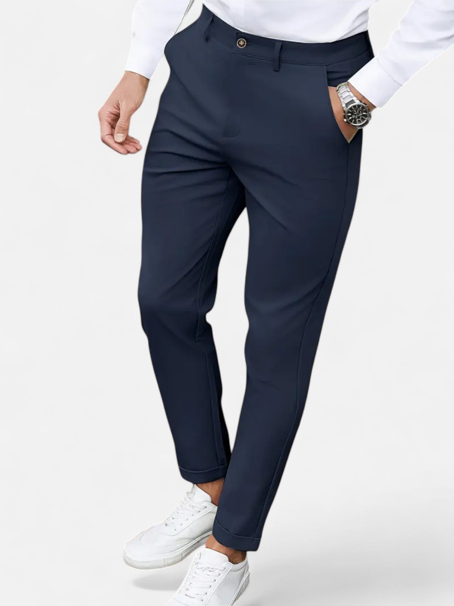 Maisonancien | Męskie Spodnie Slim-Fit – Beżowa Elegancja Całoroczna