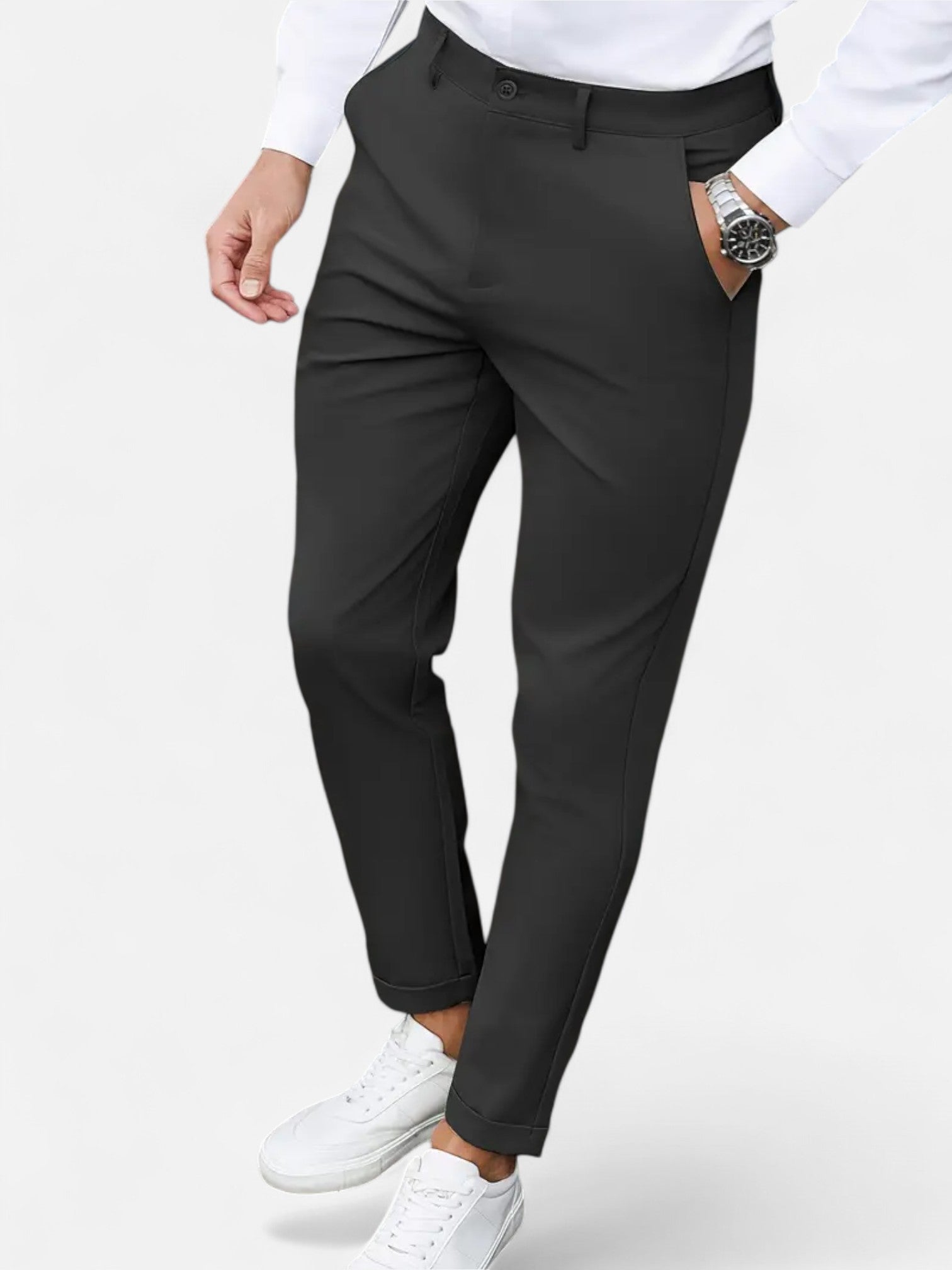 Maisonancien | Męskie Spodnie Slim-Fit – Beżowa Elegancja Całoroczna