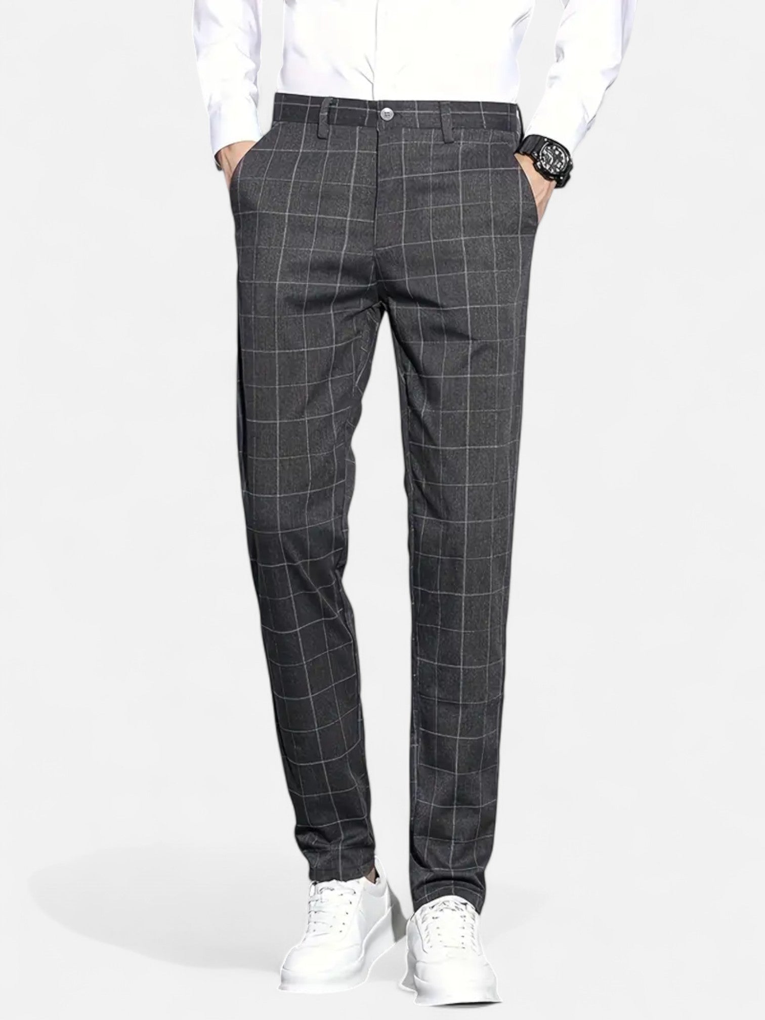 Maisonancien | Męskie Spodnie Slim Fit w Kratę