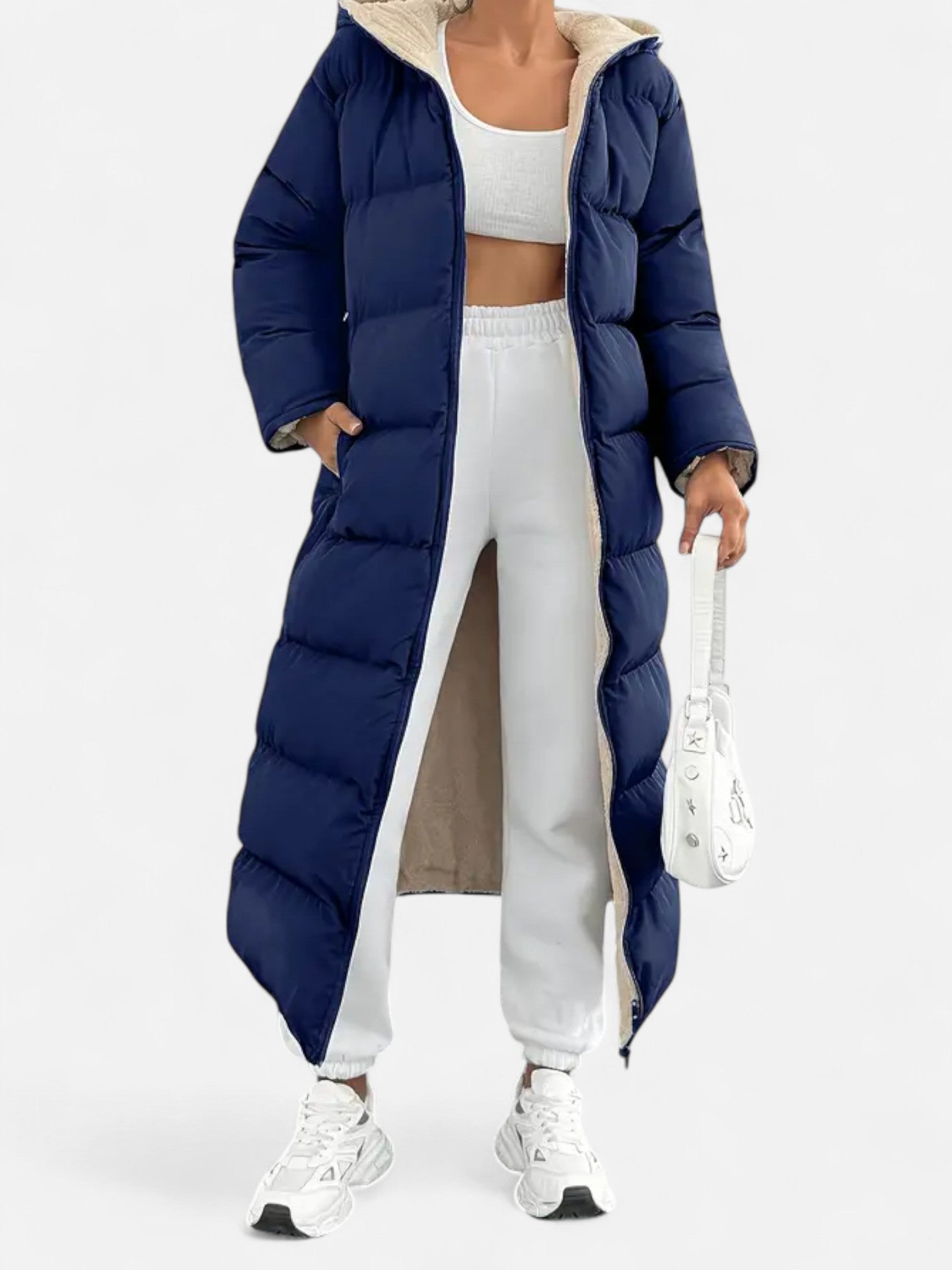 Maisonancien | Damski elegancki płaszcz puchowy z kapturem