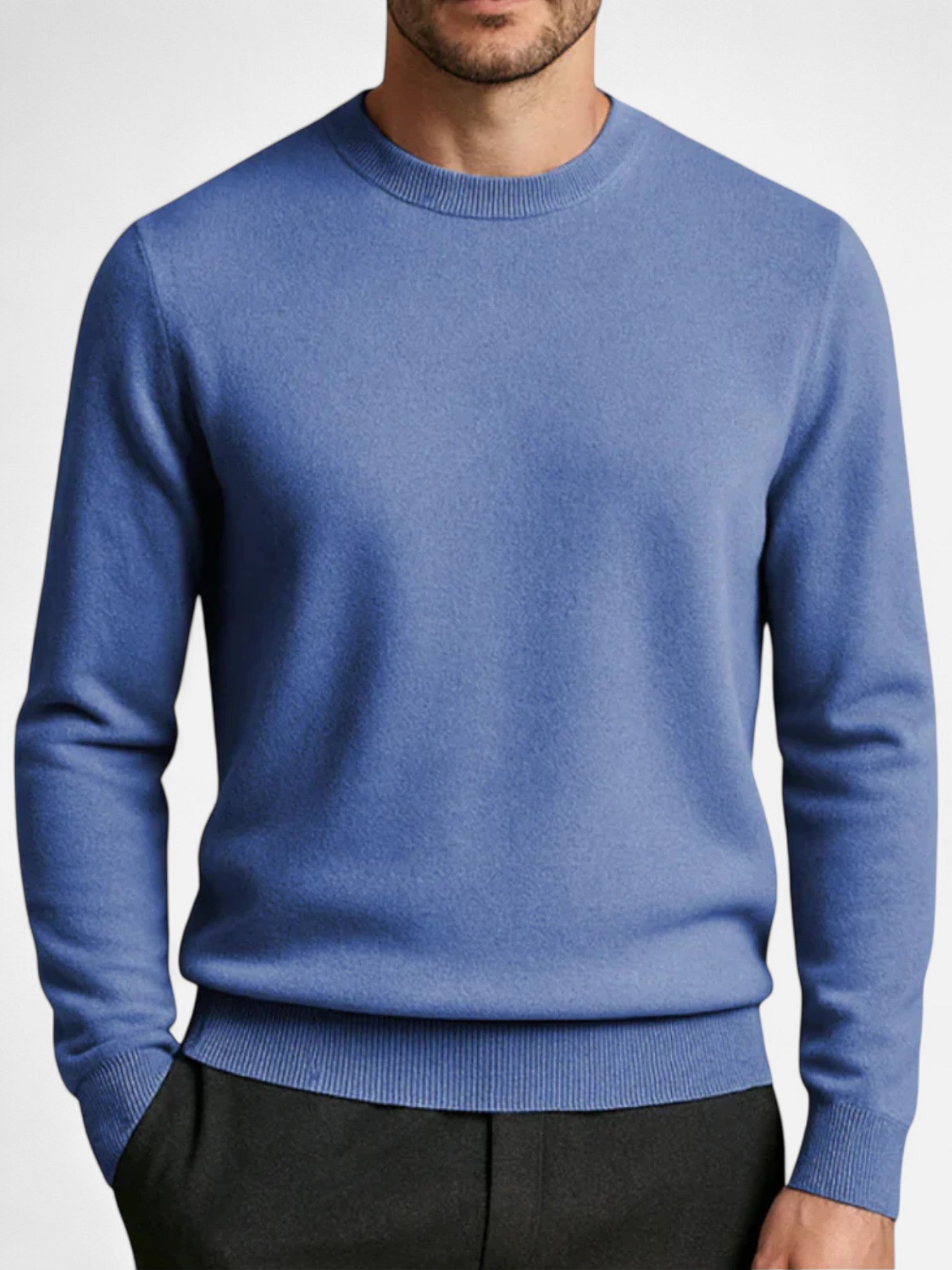 Maisonancien | Męski Klasyczny Sweter z Okrągłym Dekoltem – Dyskretna Elegancja