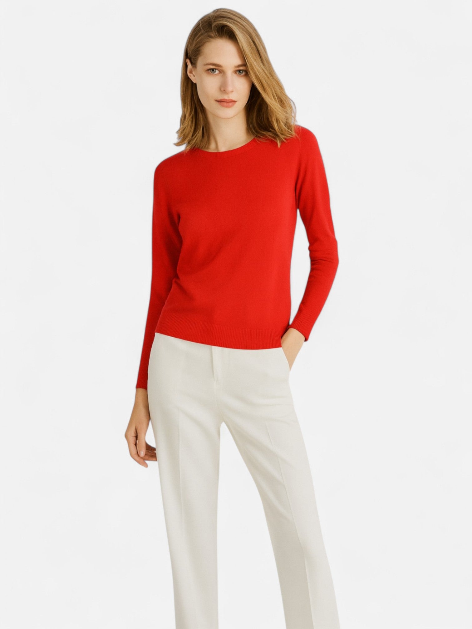 Maisonancien | Damski Sweter z Wełny Merino – O-Neck Pullover