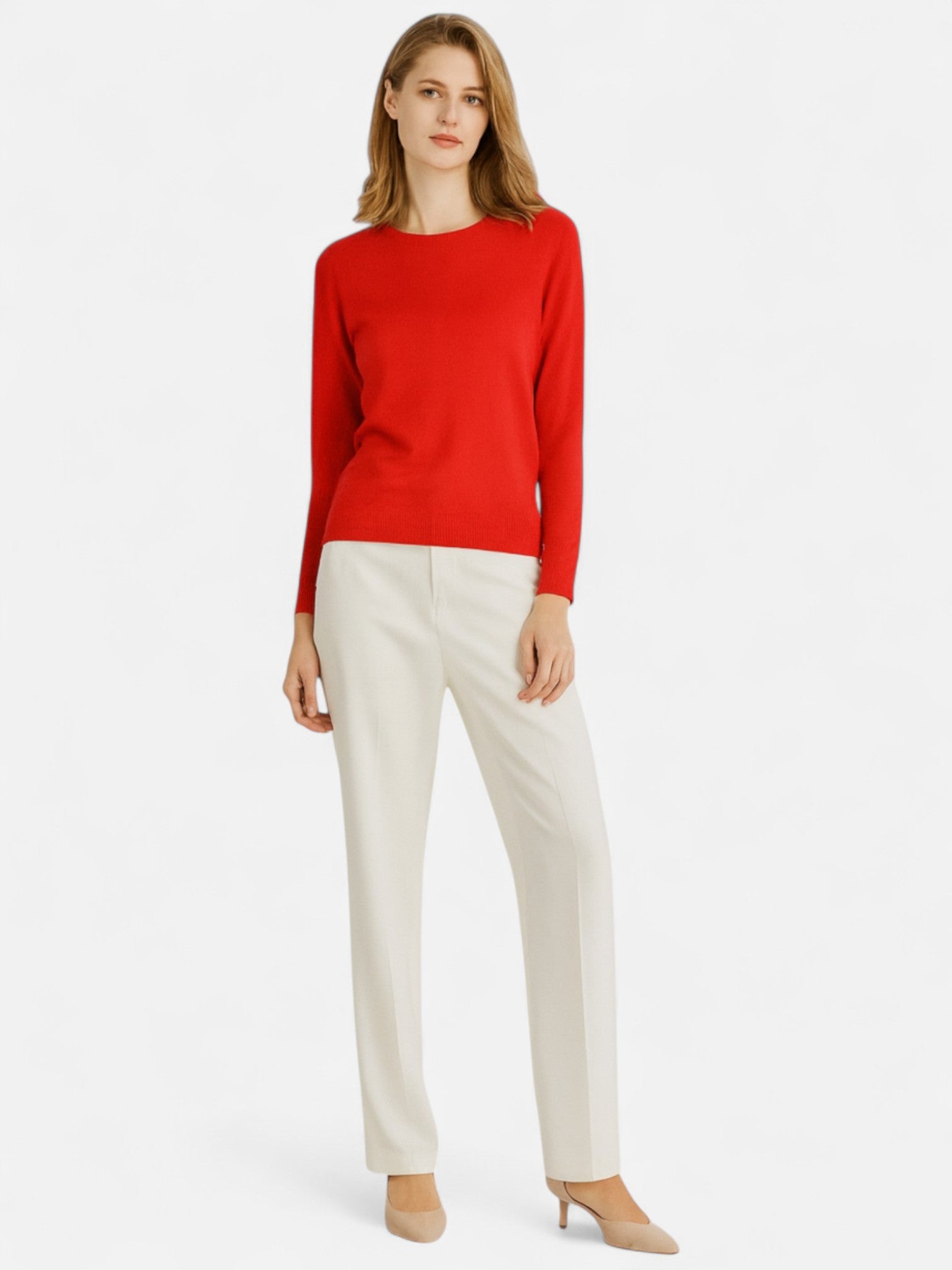 Maisonancien | Damski Sweter z Wełny Merino – O-Neck Pullover