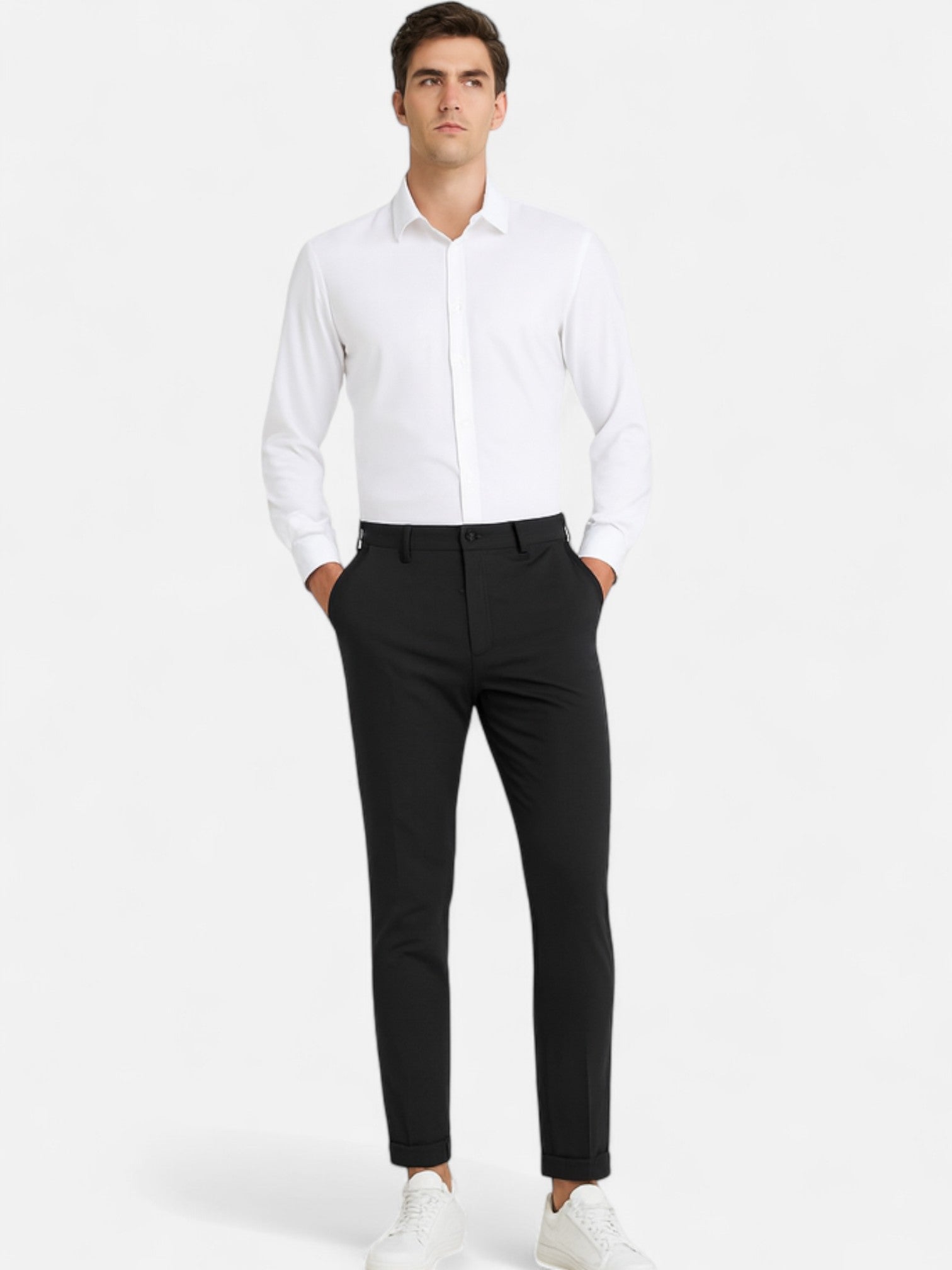 Maisonancien | Męskie Spodnie Slim-Fit – Beżowa Elegancja Całoroczna