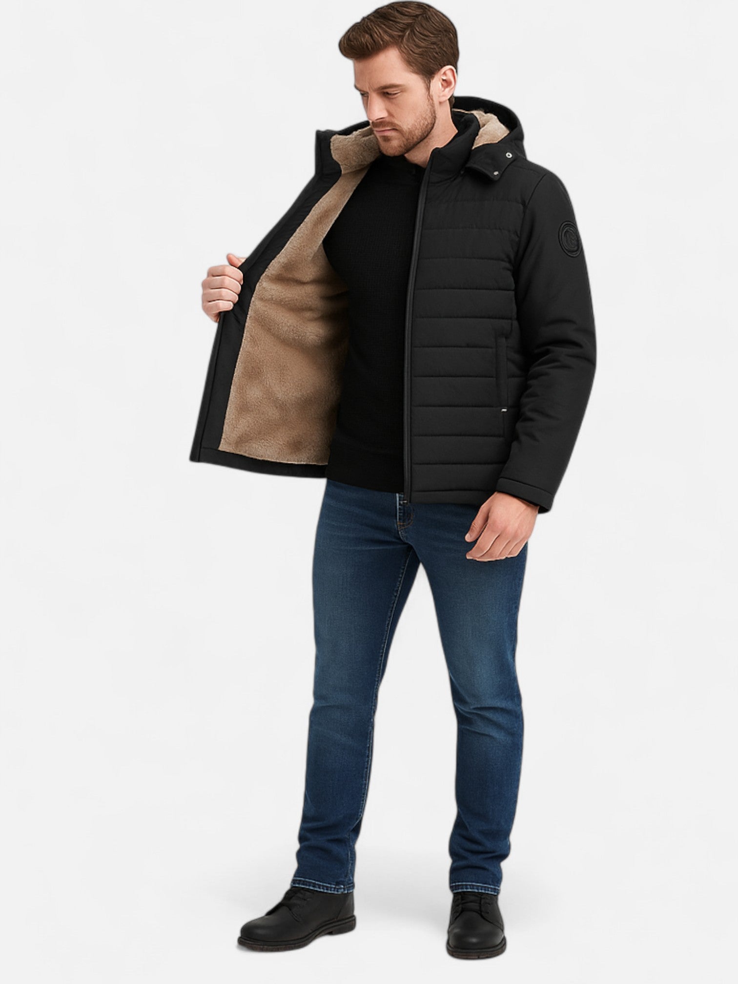 Maisonancien | Męska Kurtka Zimowa z Kapturem – Ocieplana i Pikowana