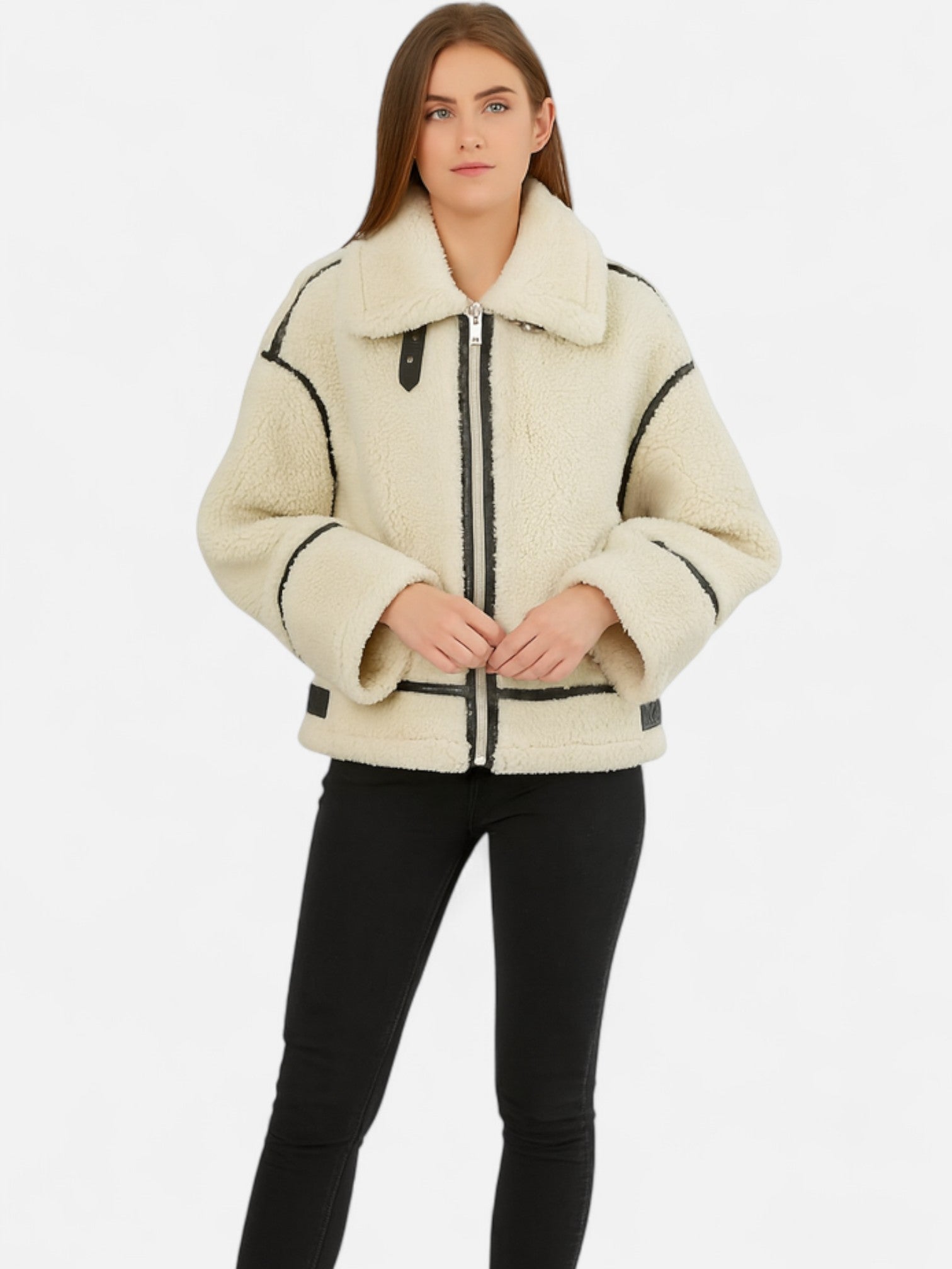 Maisonancien | Damska Kurtka Motocyklowa – Sztuczne Futro Premium