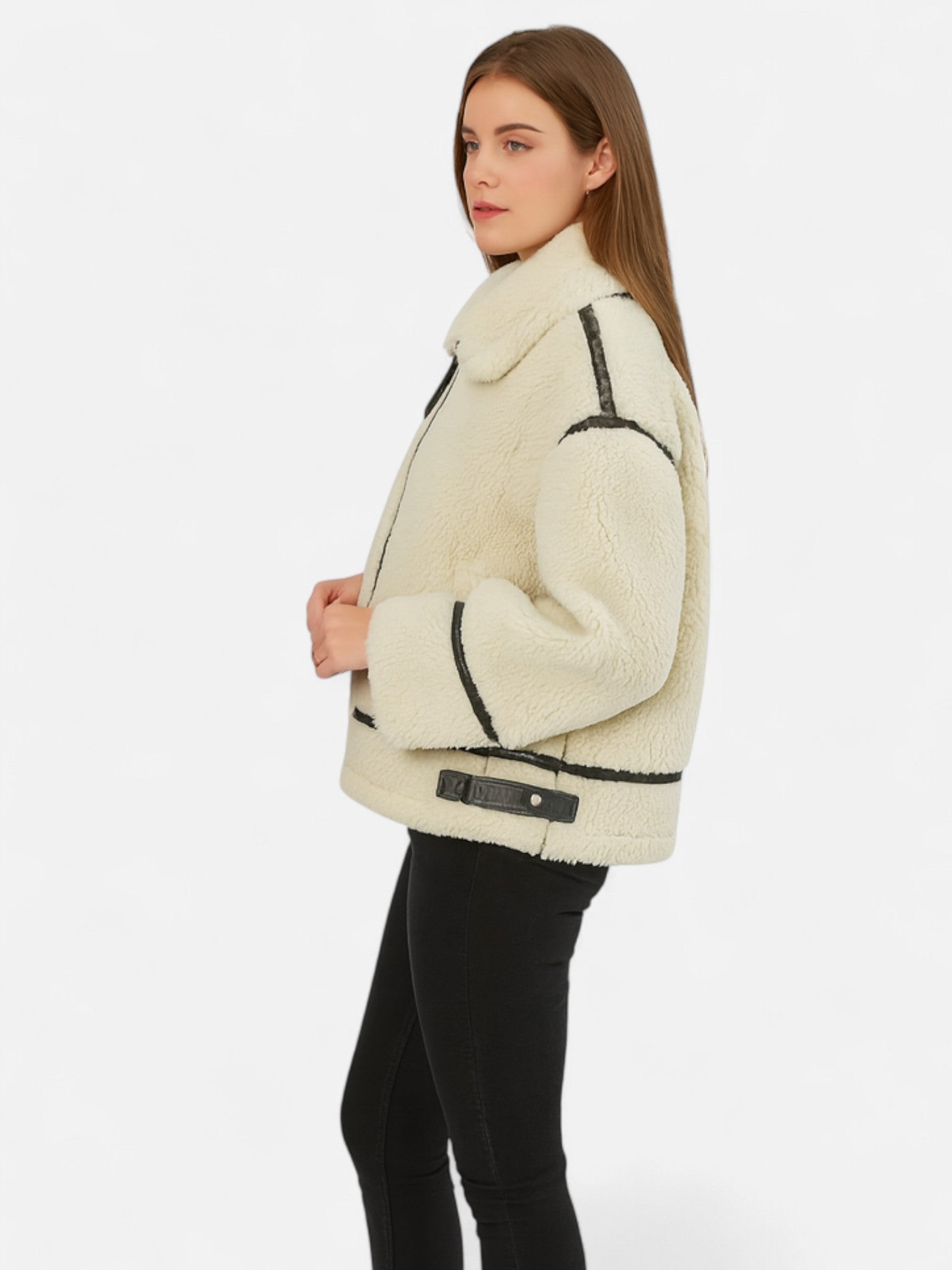 Maisonancien | Damska Kurtka Motocyklowa – Sztuczne Futro Premium