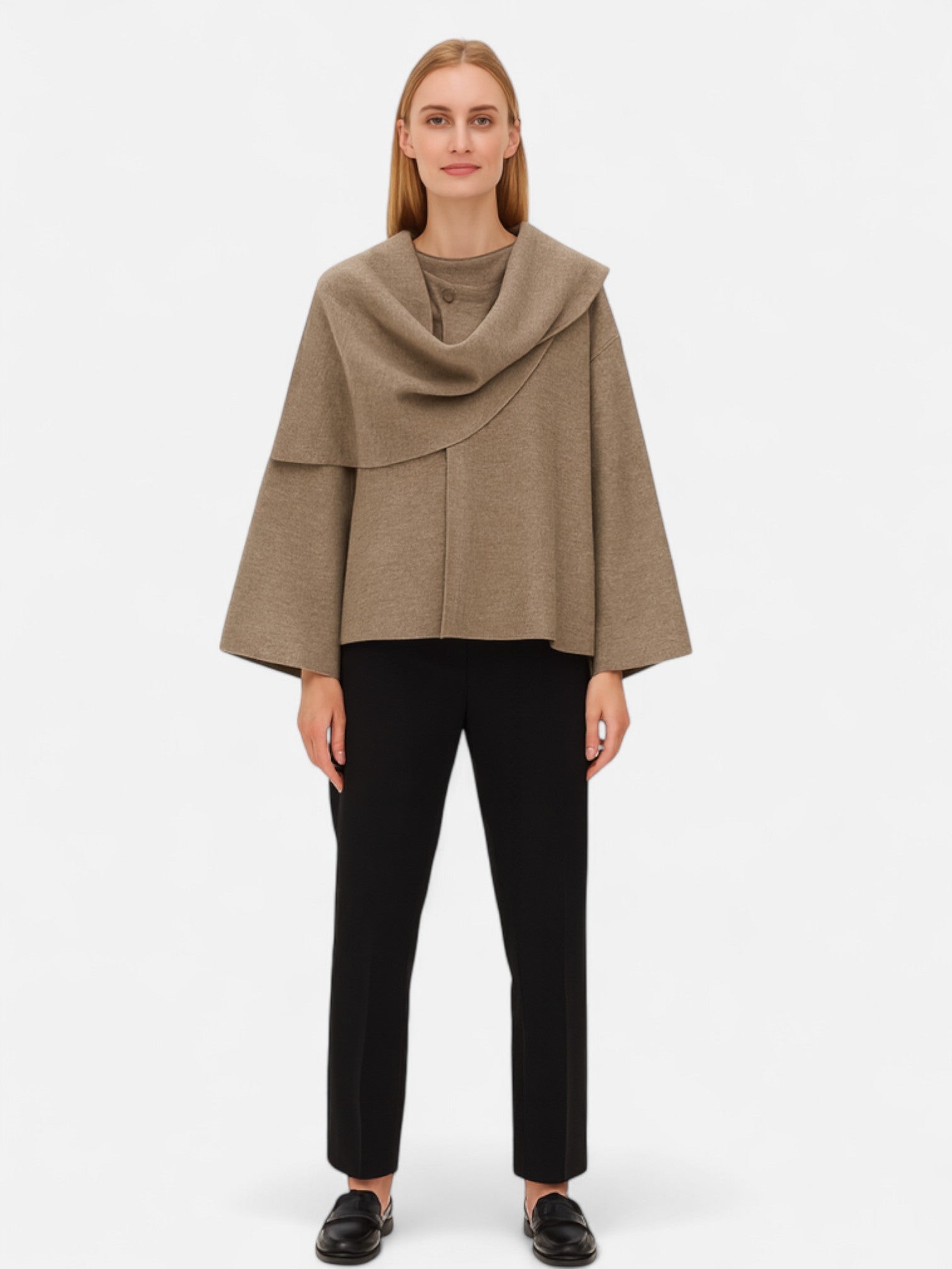 Maisonancien | Damski Płaszcz Zimowy – Asymetryczny Szal Elegance