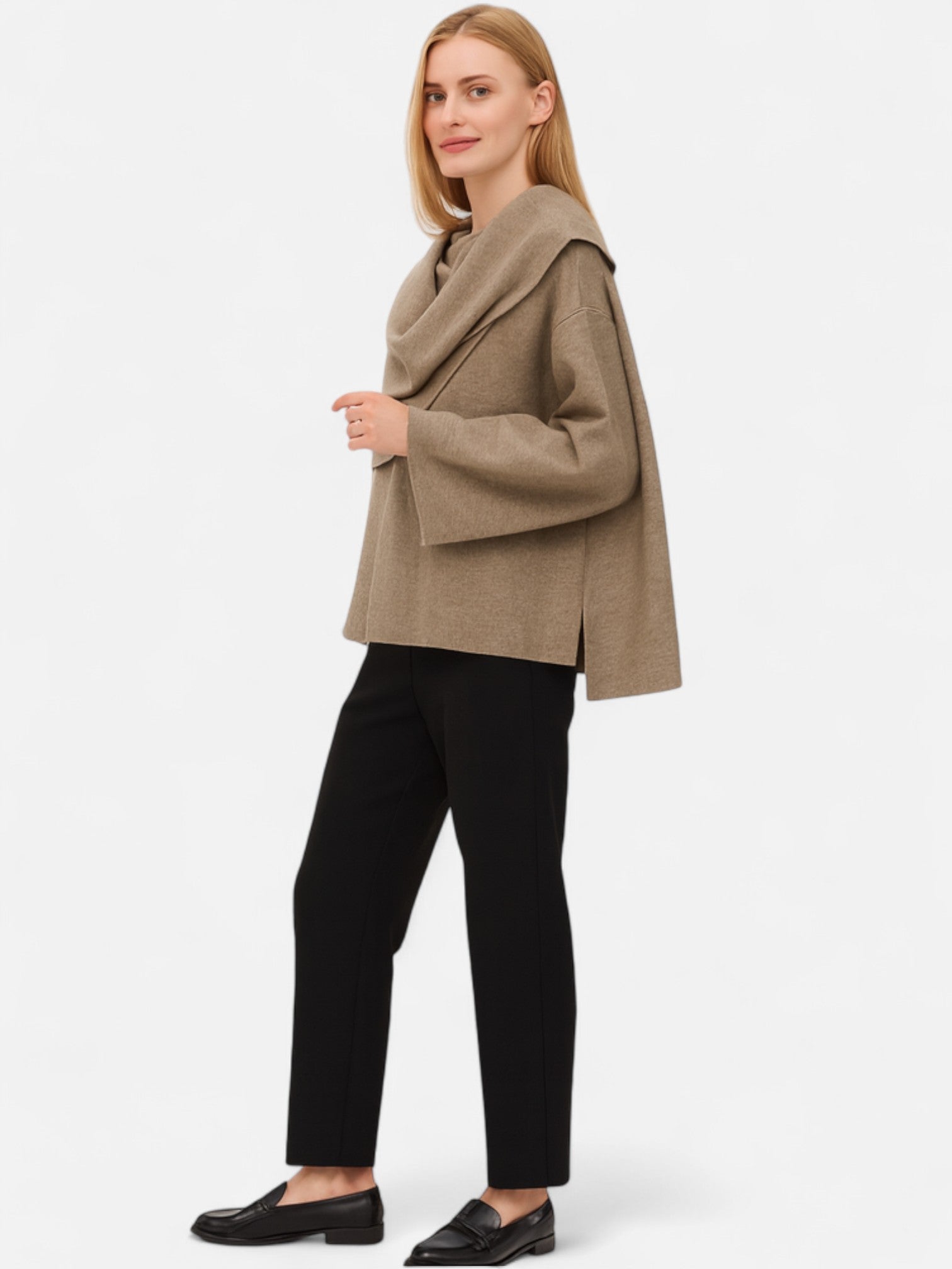 Maisonancien | Damski Płaszcz Zimowy – Asymetryczny Szal Elegance