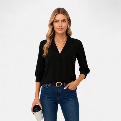 Maisonancien | Damska bluzka V-neck – biurowy szyk Riviera