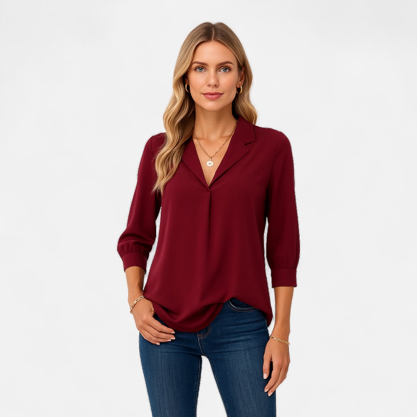 Maisonancien | Damska bluzka V-neck – biurowy szyk Riviera